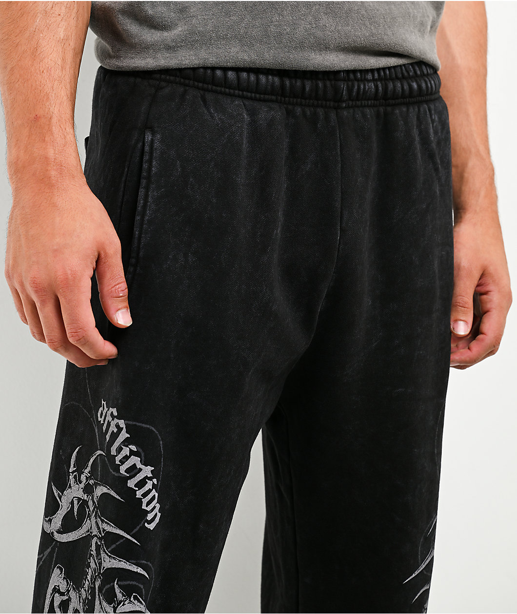 Affliction Skeleton Black Wash Sweatpants