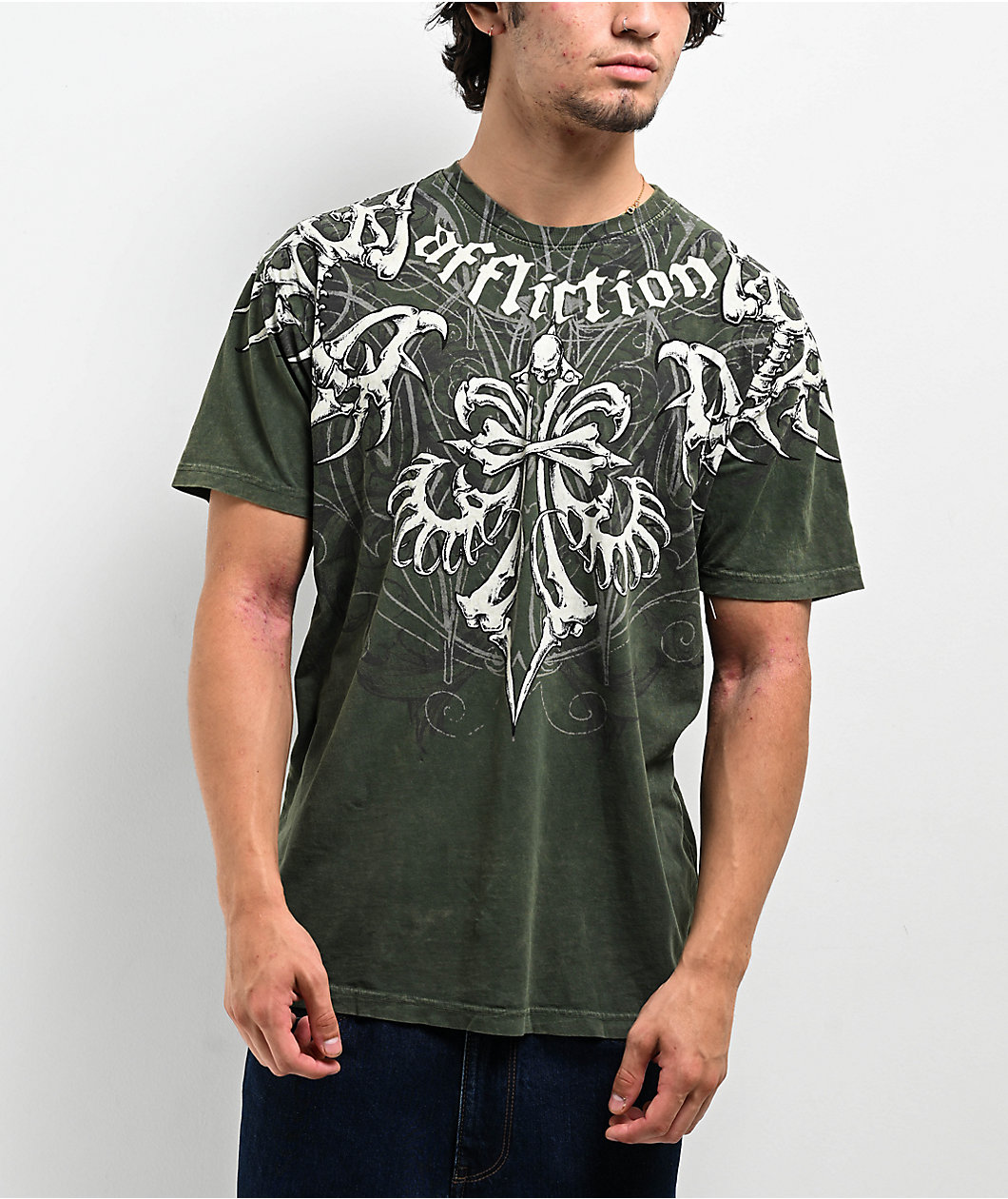 Affliction Skeleton Green T-Shirt