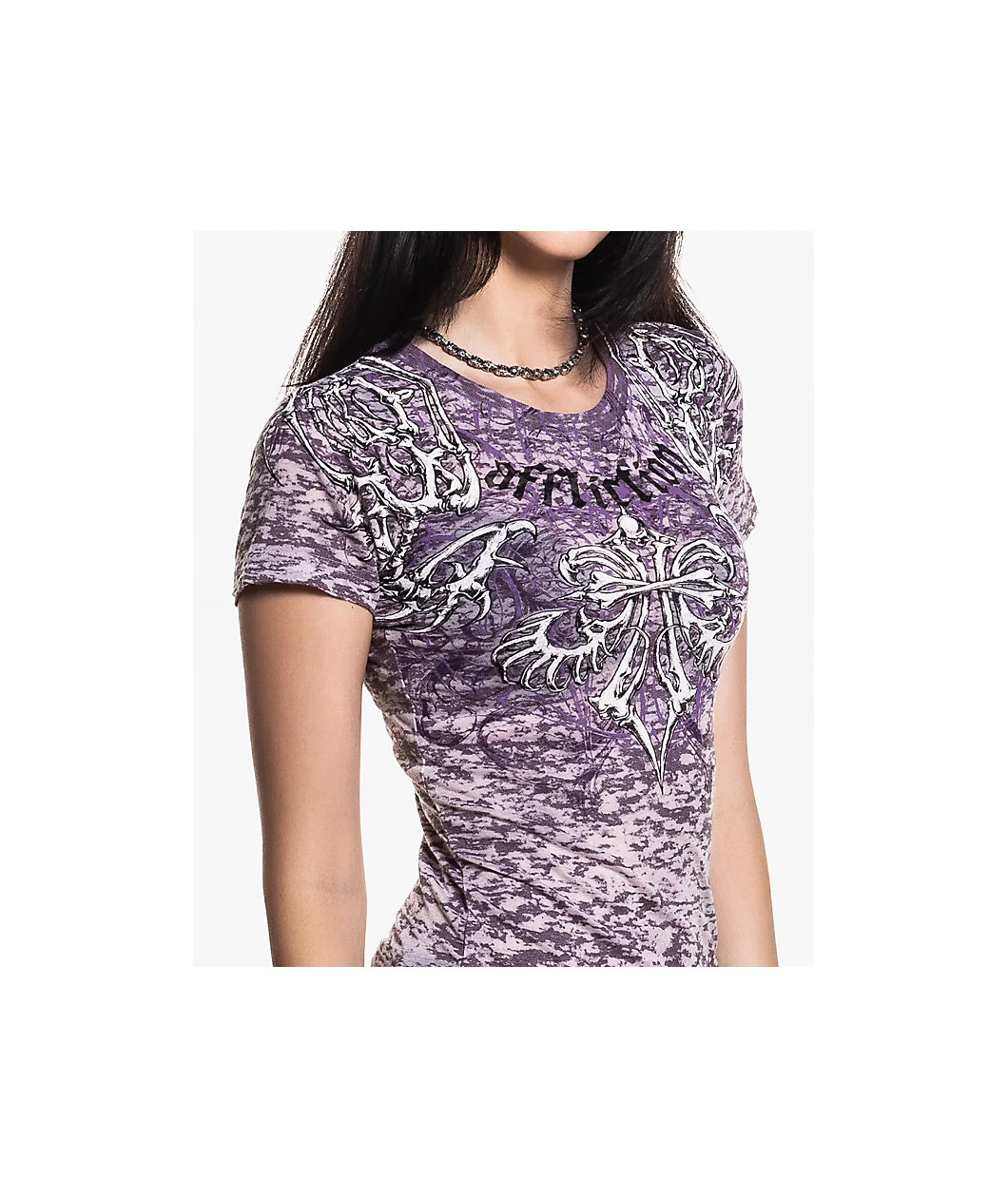 Affliction Skeleton Lilac Burnout T-Shirt