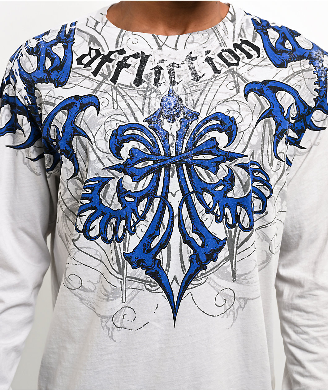 Affliction Skeleton White Long Sleeve T-Shirt