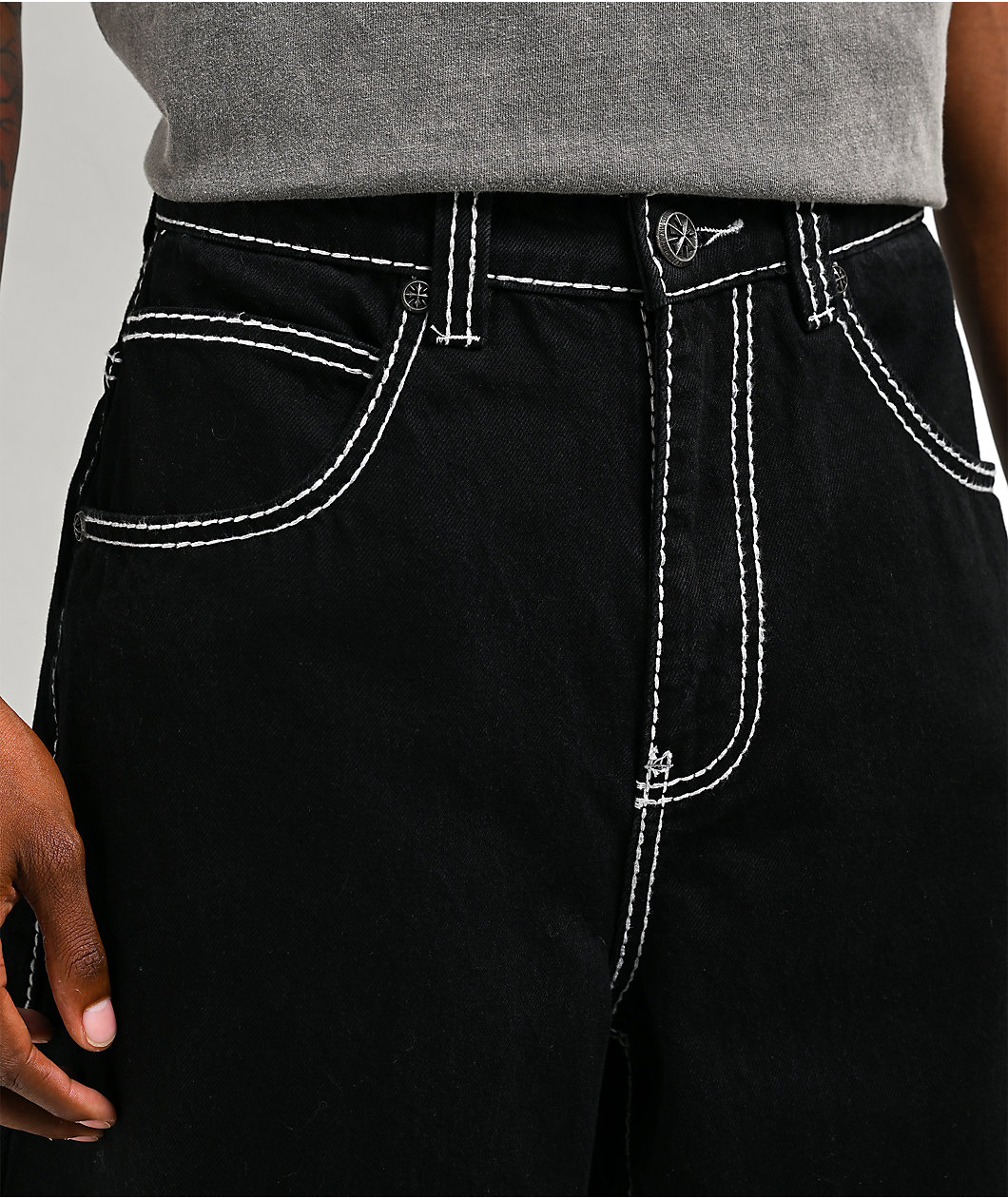 Affliction Skeleton Wing Black Extra Wide Leg Jeans