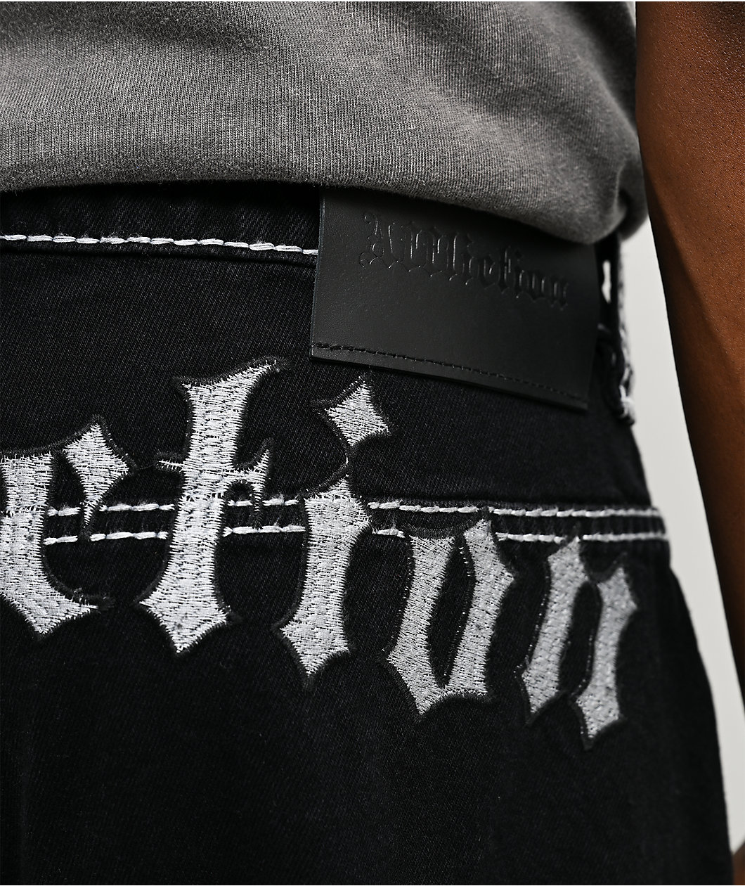 Affliction Skeleton Wing Black Extra Wide Leg Jeans