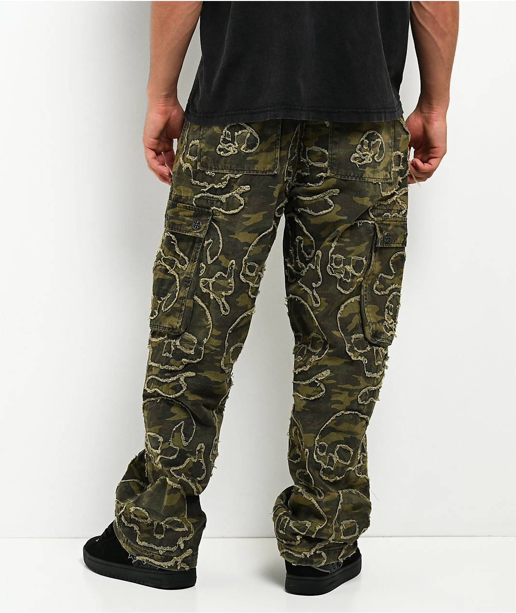 Affliction Skull Camo Wide Leg Cargo Pants