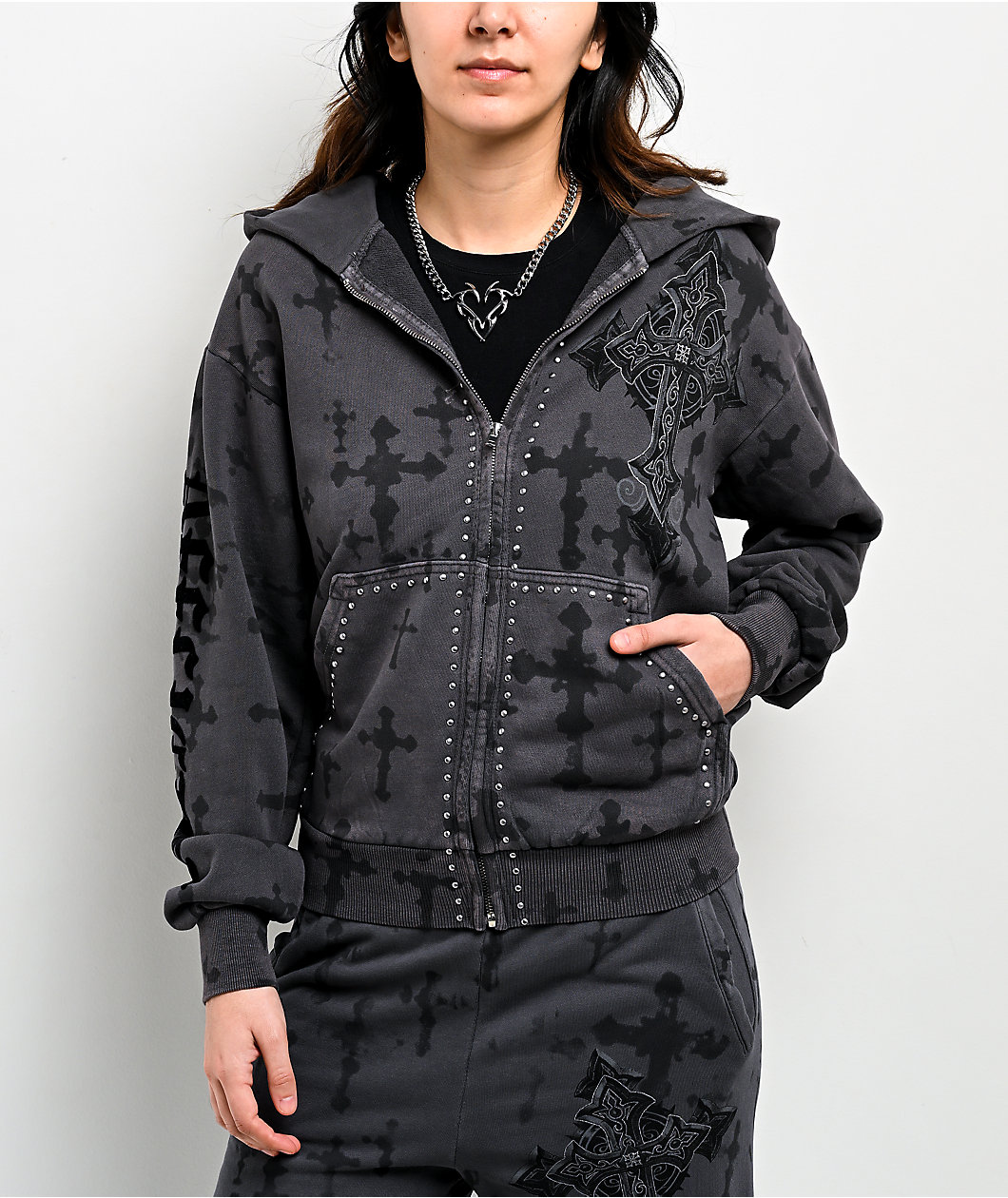 Affliction Stone Grail Grey Zip Hoodie