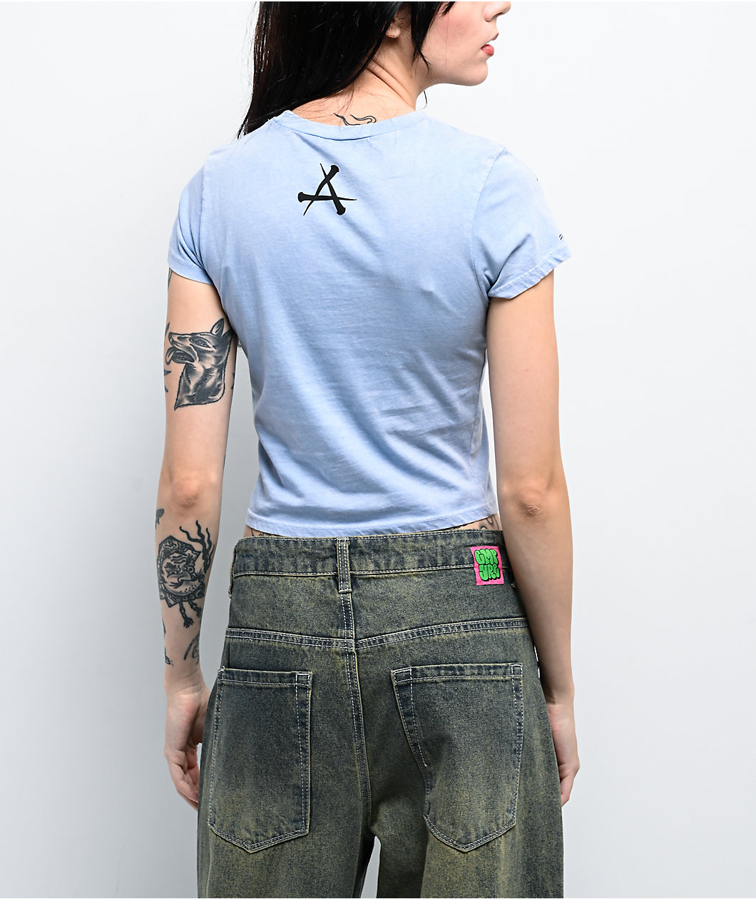 Affliction Superstition Blue Wash Crop T-Shirt