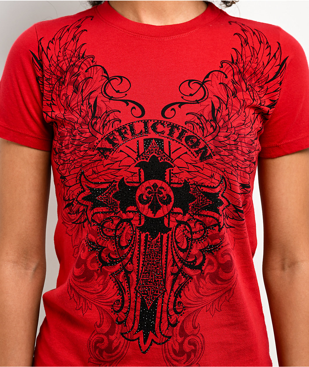 Affliction Syndic Rhinestone Red T-Shirt