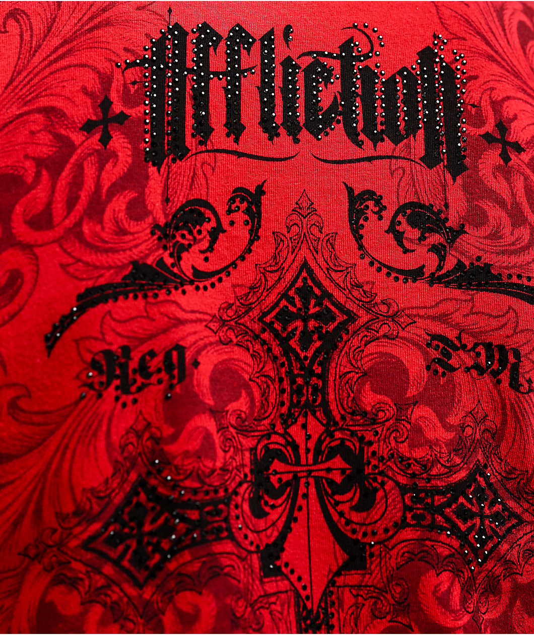 Affliction Syndic Rhinestone Red T-Shirt