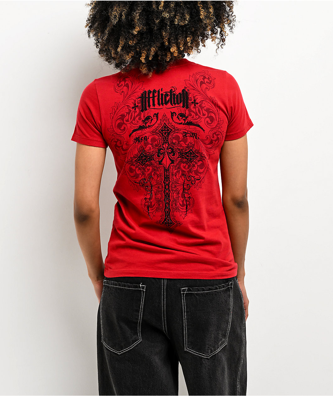 Affliction Syndic Rhinestone Red T-Shirt