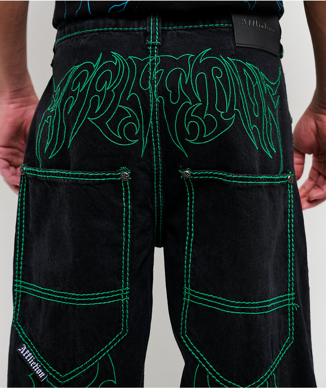 Affliction Toxic Rage Black Wash Extra Wide Leg Jeans