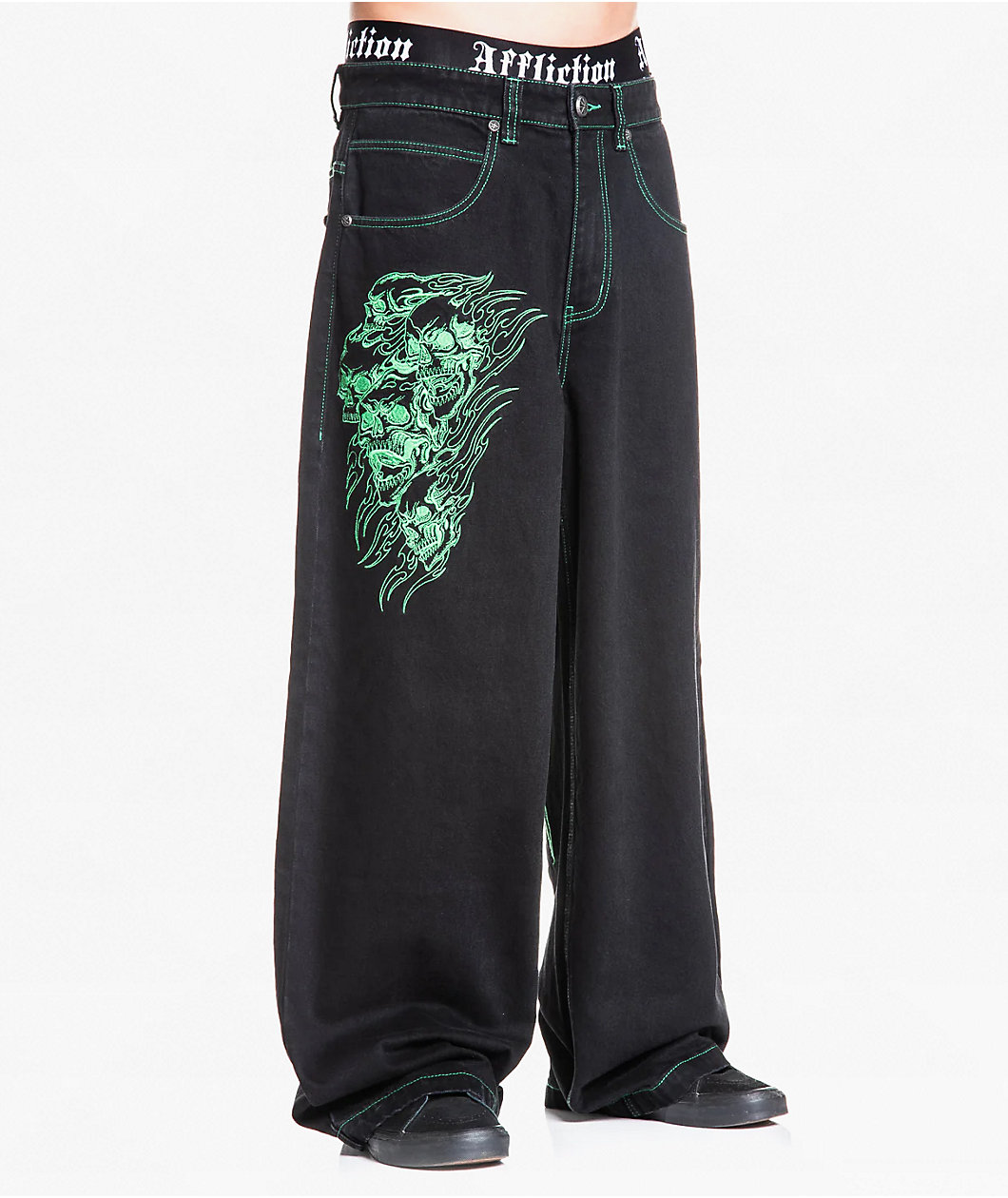 Affliction Toxic Rage Black Wash Wide Leg Jeans