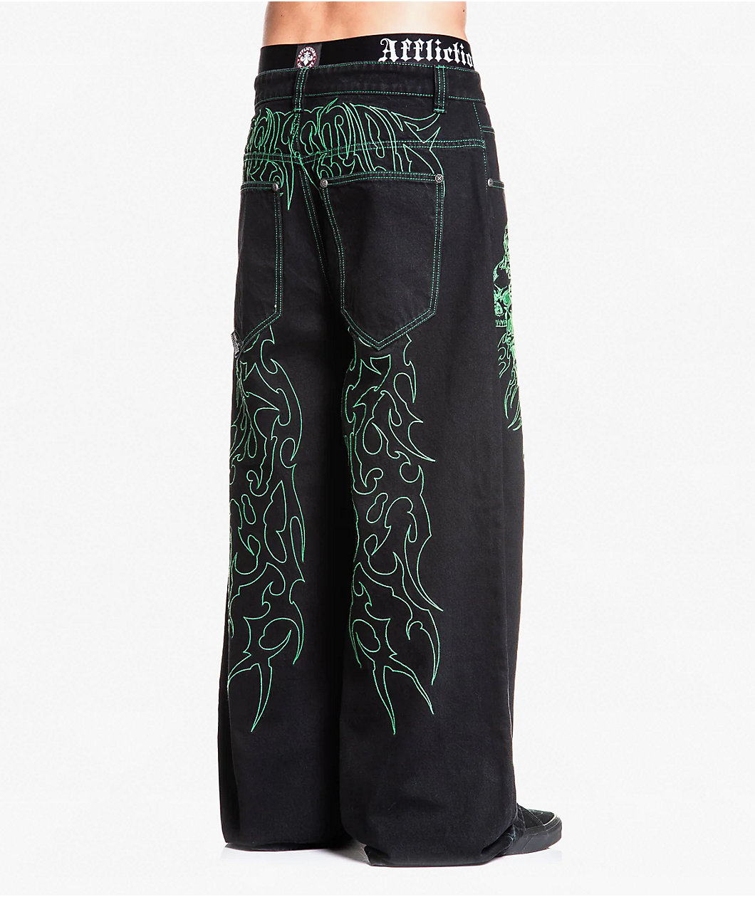 Affliction Toxic Rage Black Wash Wide Leg Jeans