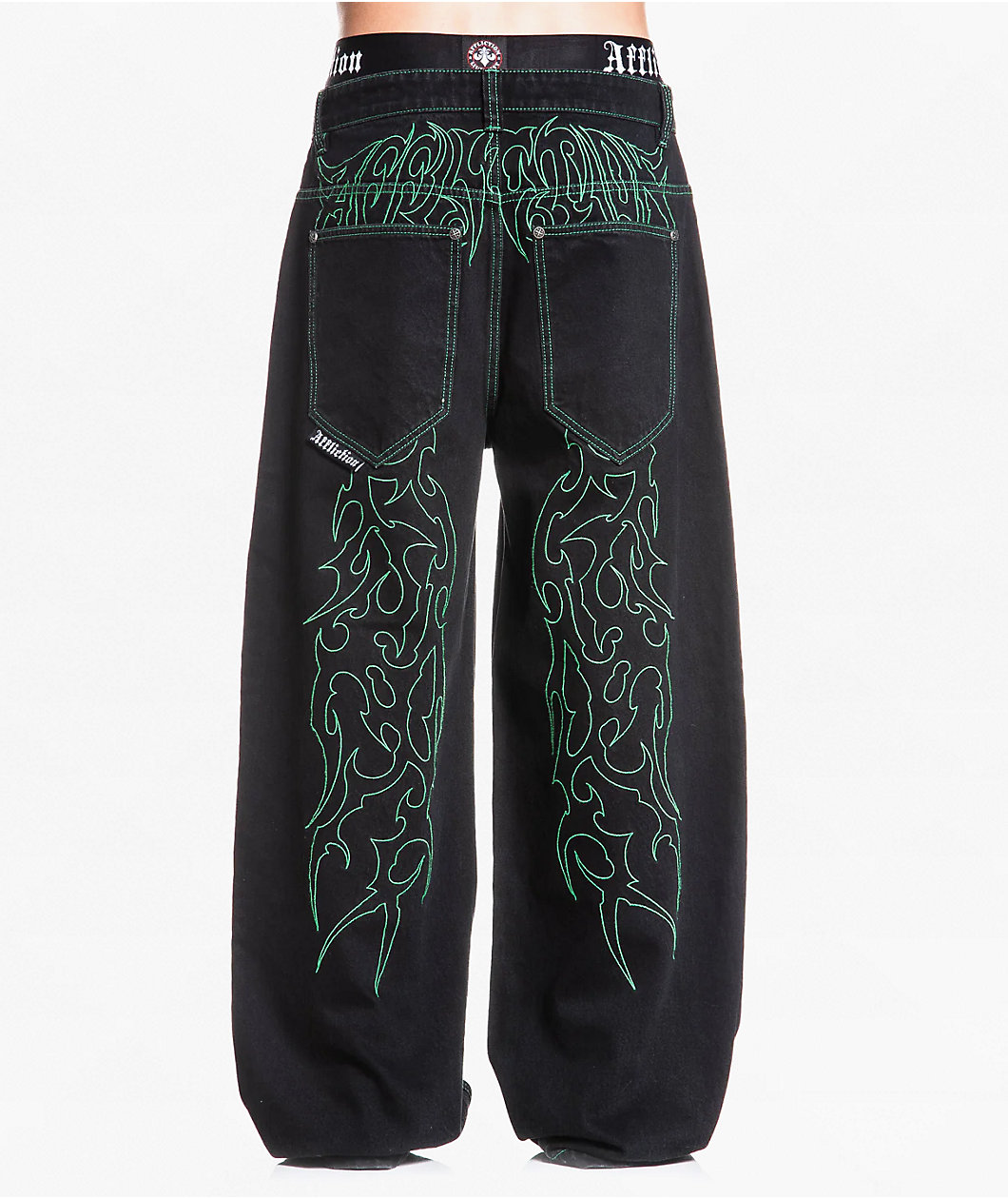 Affliction Toxic Rage Black Wash Wide Leg Jeans