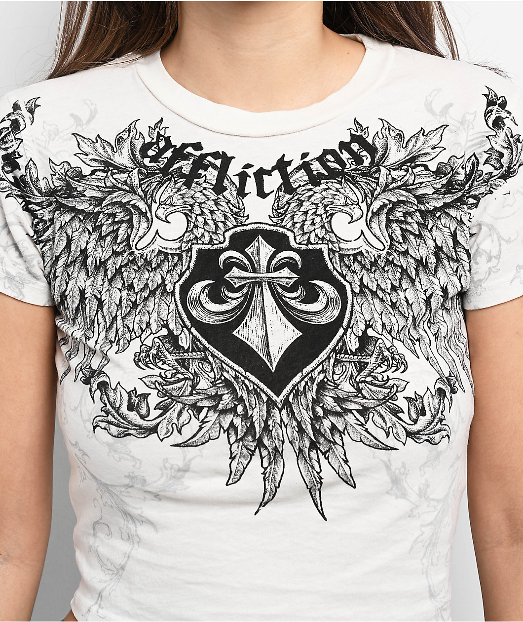 Affliction Wash White Crop T-Shirt