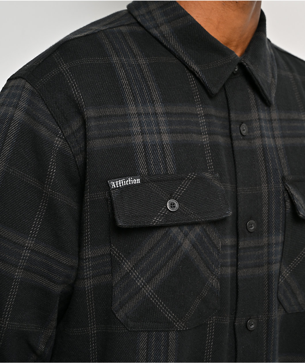 Affliction Winged Black Button Up Flannel Shirt