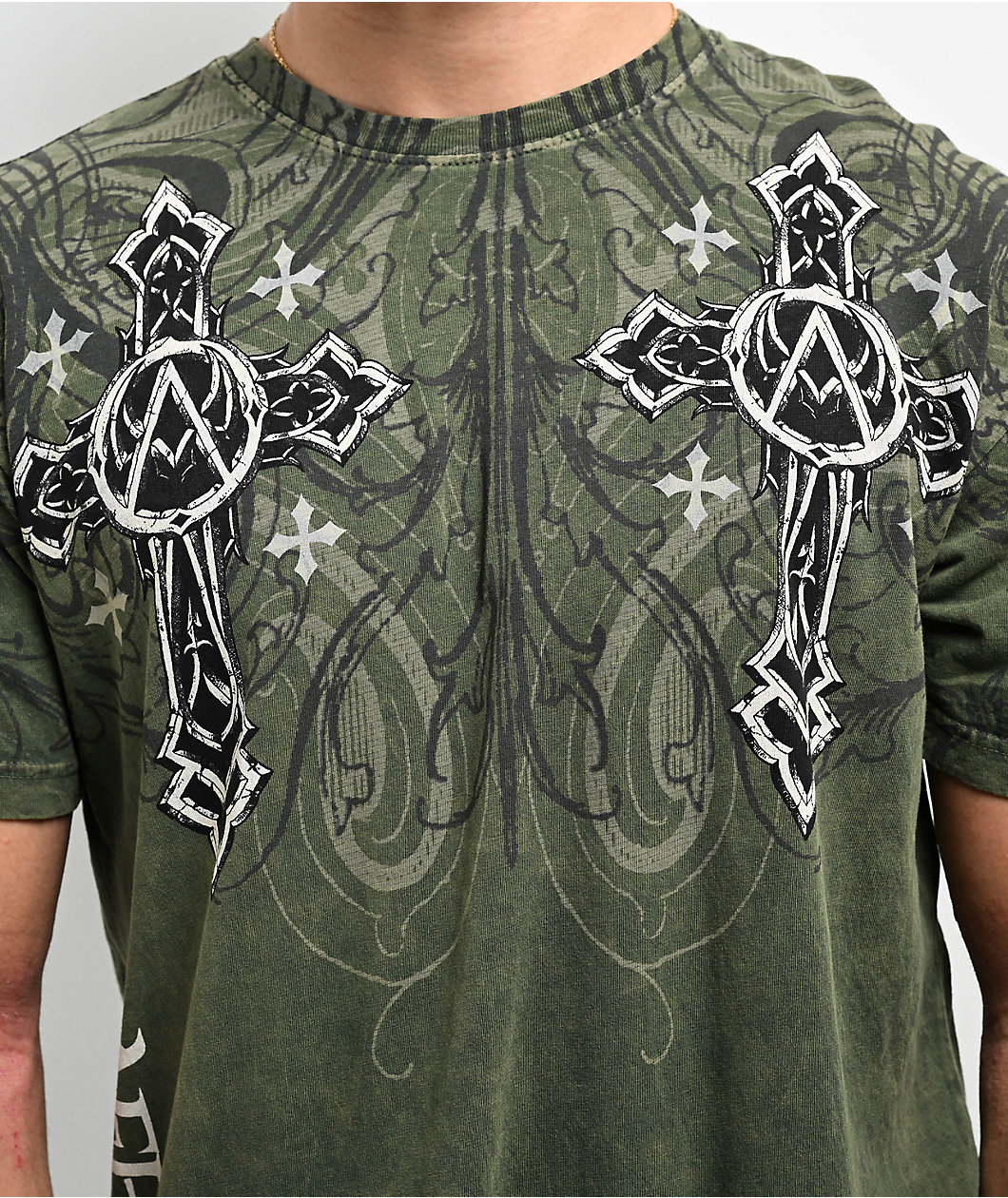 Affliction Winged Dagger Green T-Shirt