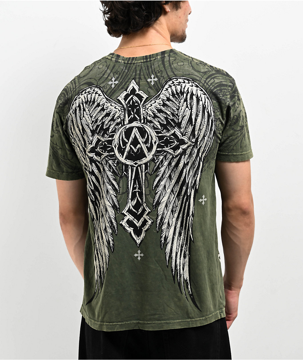 Affliction Winged Dagger Green T-Shirt