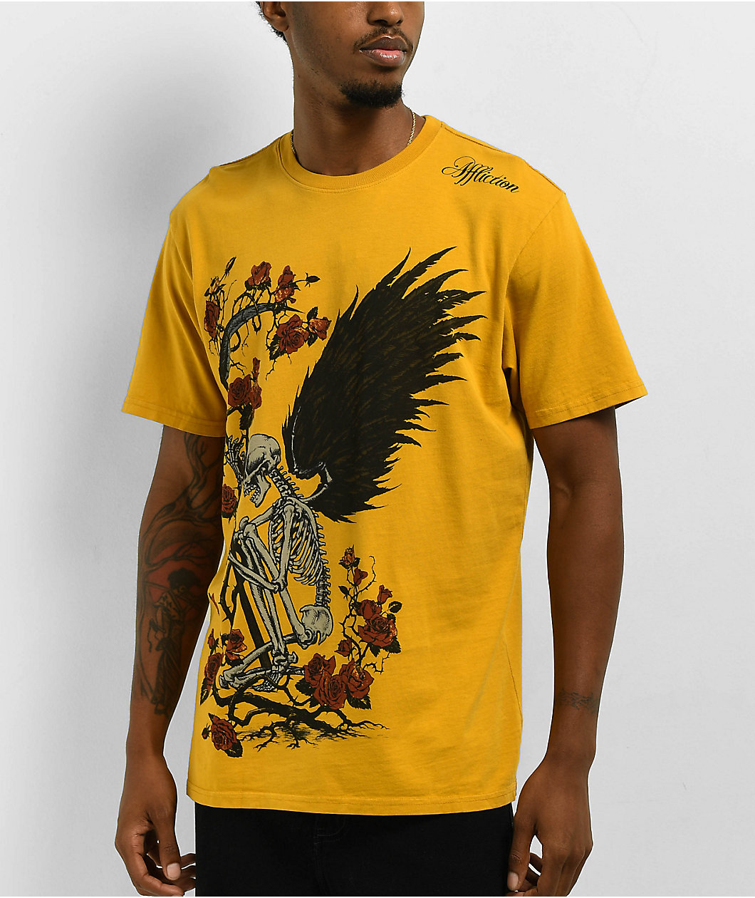 Affliction Winged Reaper Mustard T-Shirt