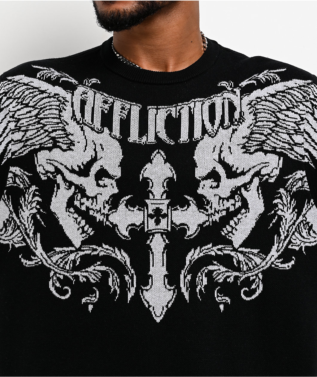 Affliction Winged Up Black Sweater