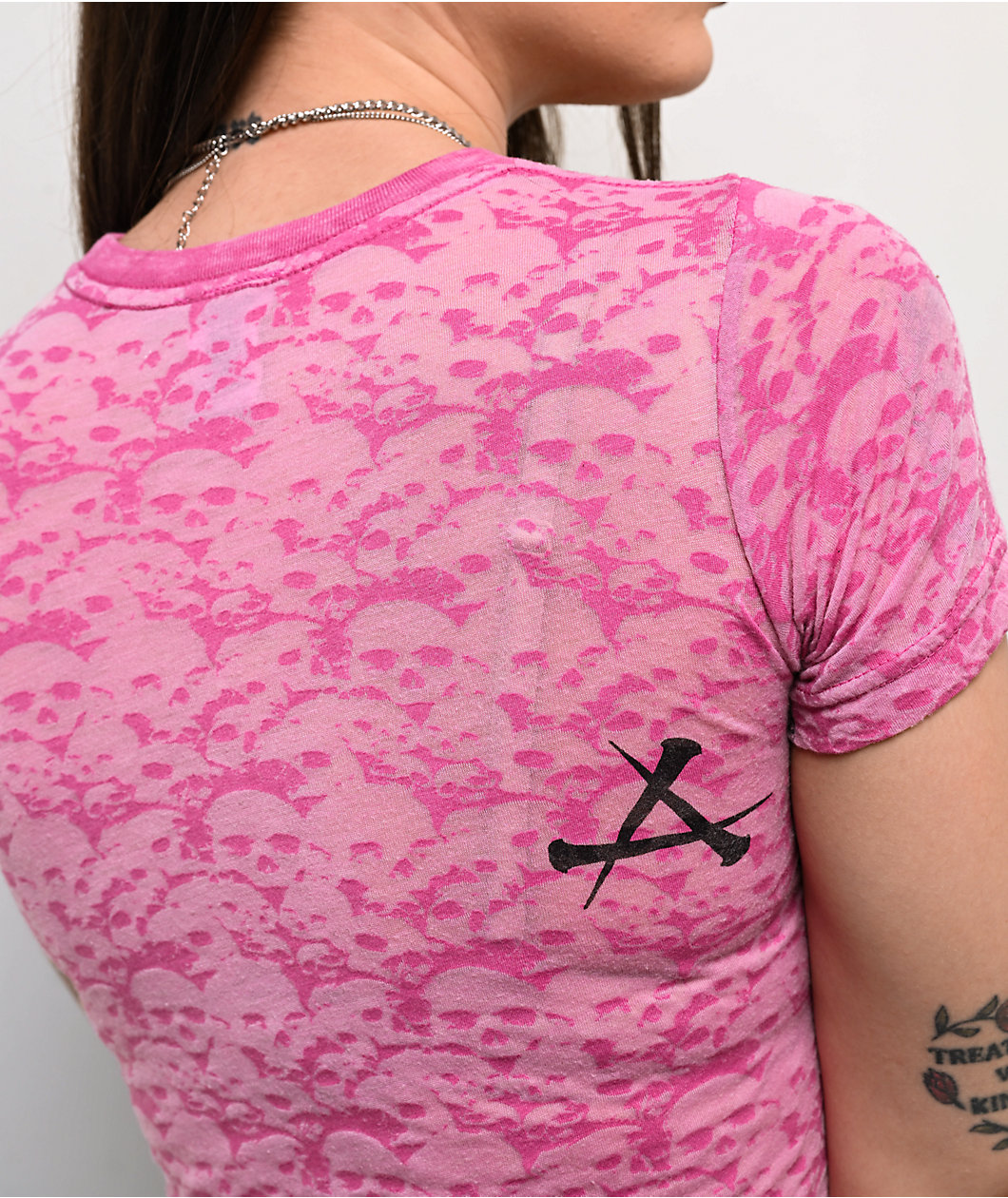 Affliction Winged Up Pink Burnout T-Shirt