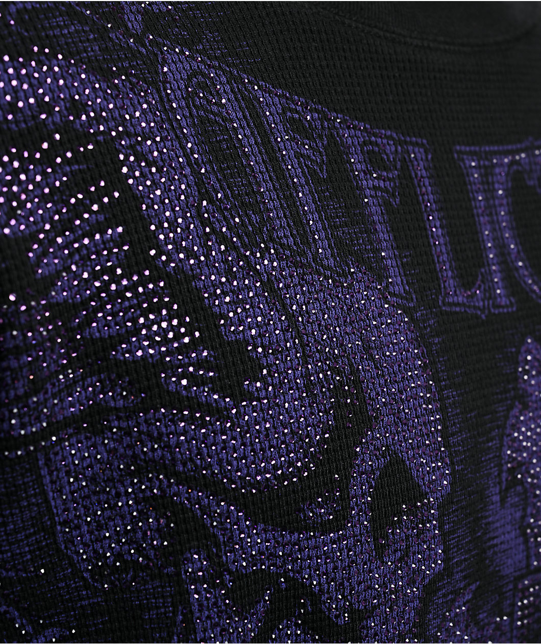 Affliction Winged Up Rhinestone Purple Oversized Thermal Long Sleeve T-Shirt