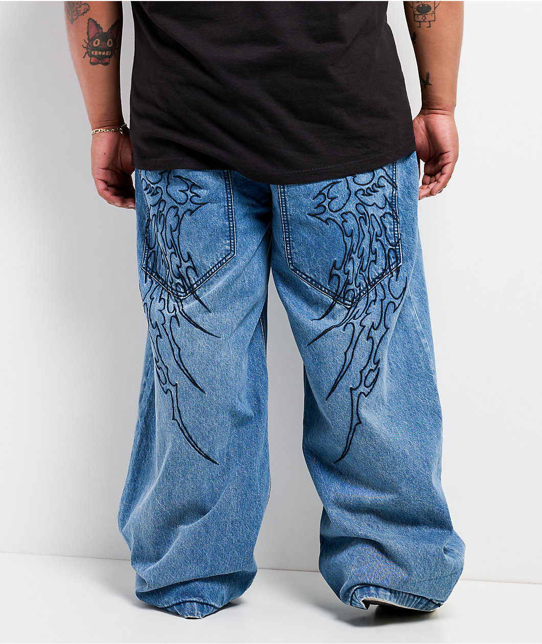 Affliction Wings Medium Wash Wide Leg Jeans