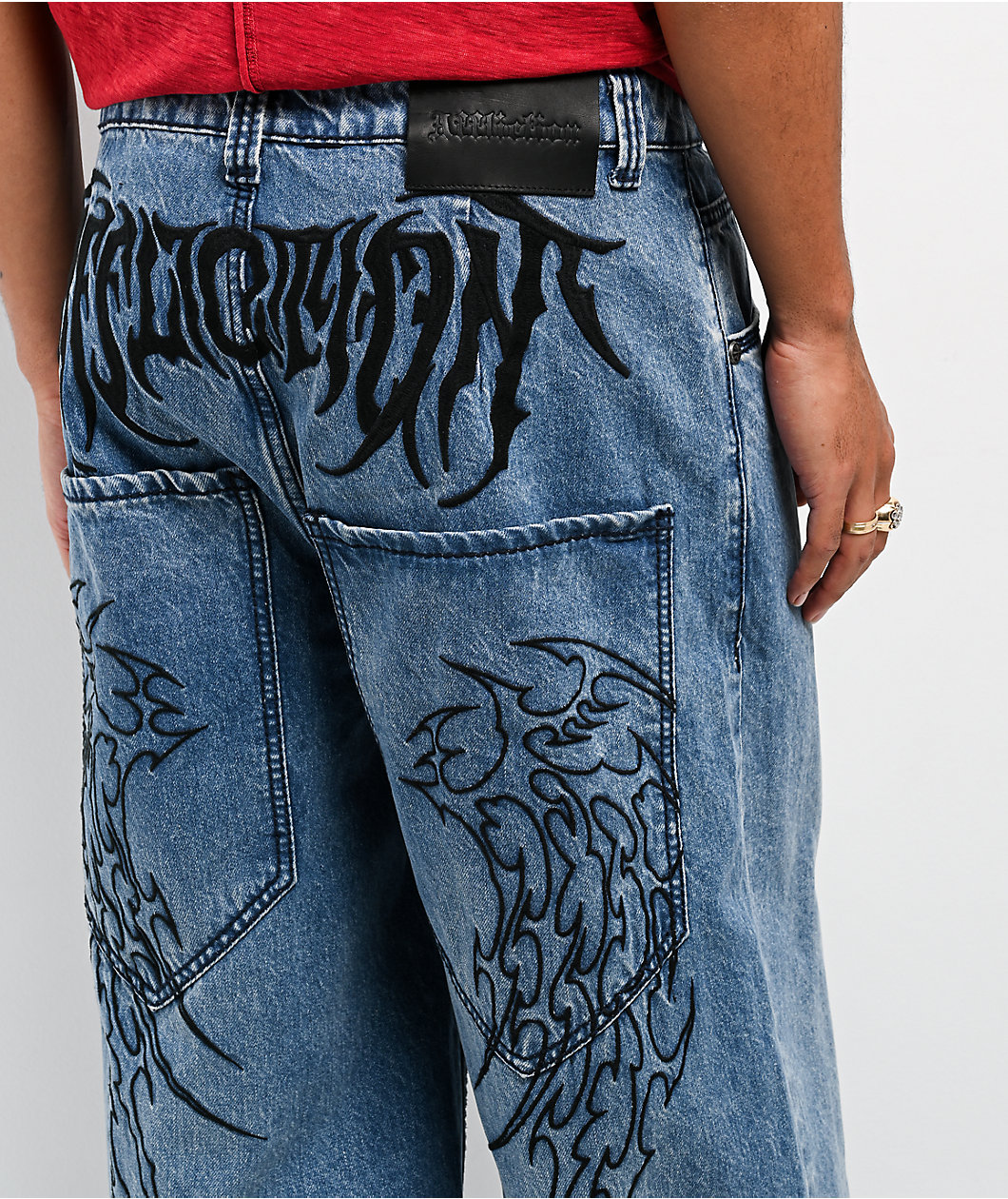 Affliction Wings Medium Wash Wide Leg Jeans