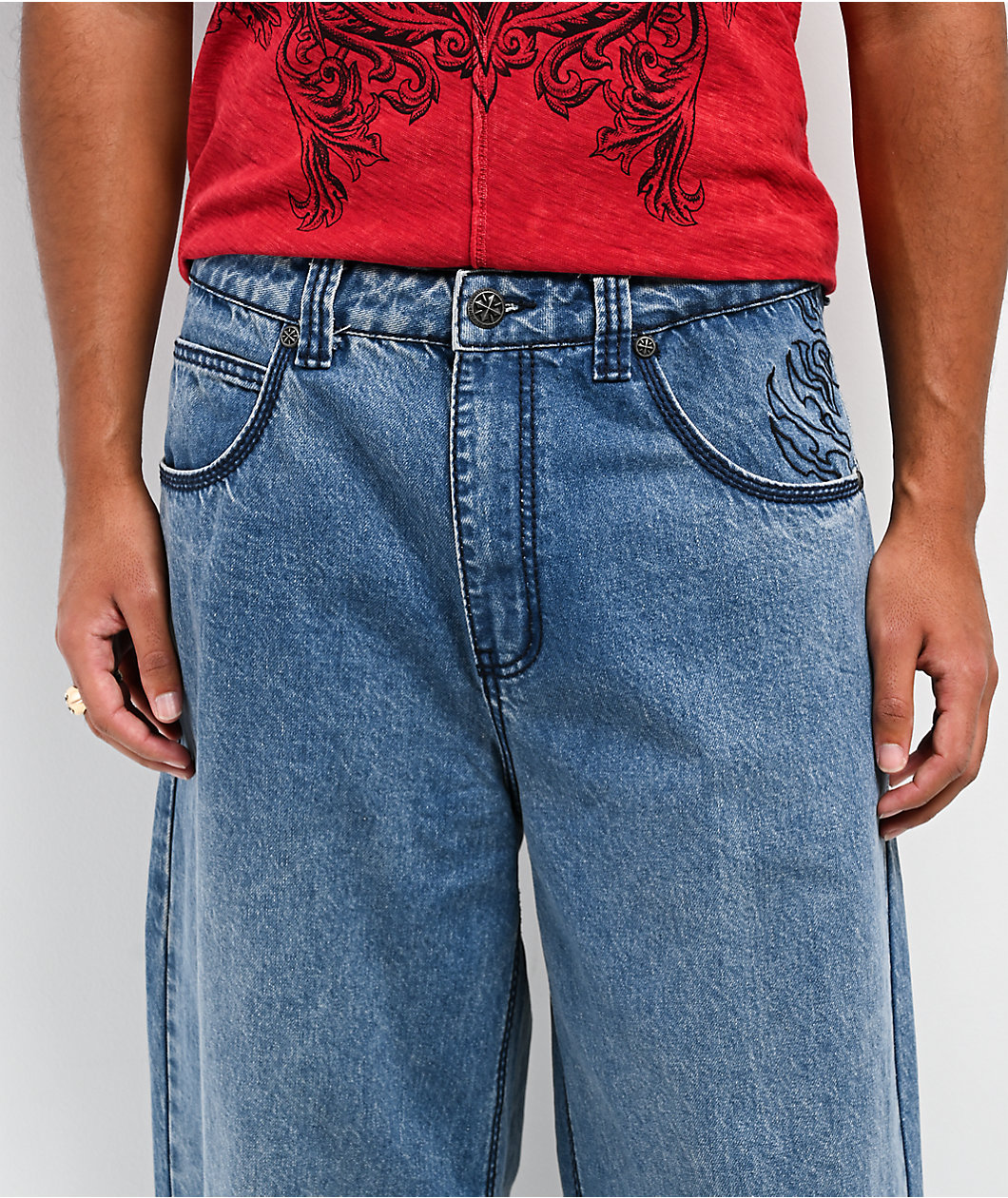 Affliction Wings Medium Wash Wide Leg Jeans