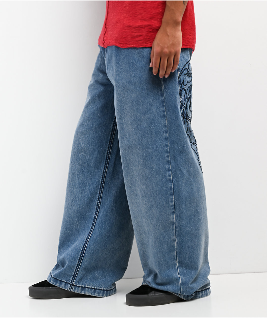 Affliction Wings Medium Wash Wide Leg Jeans