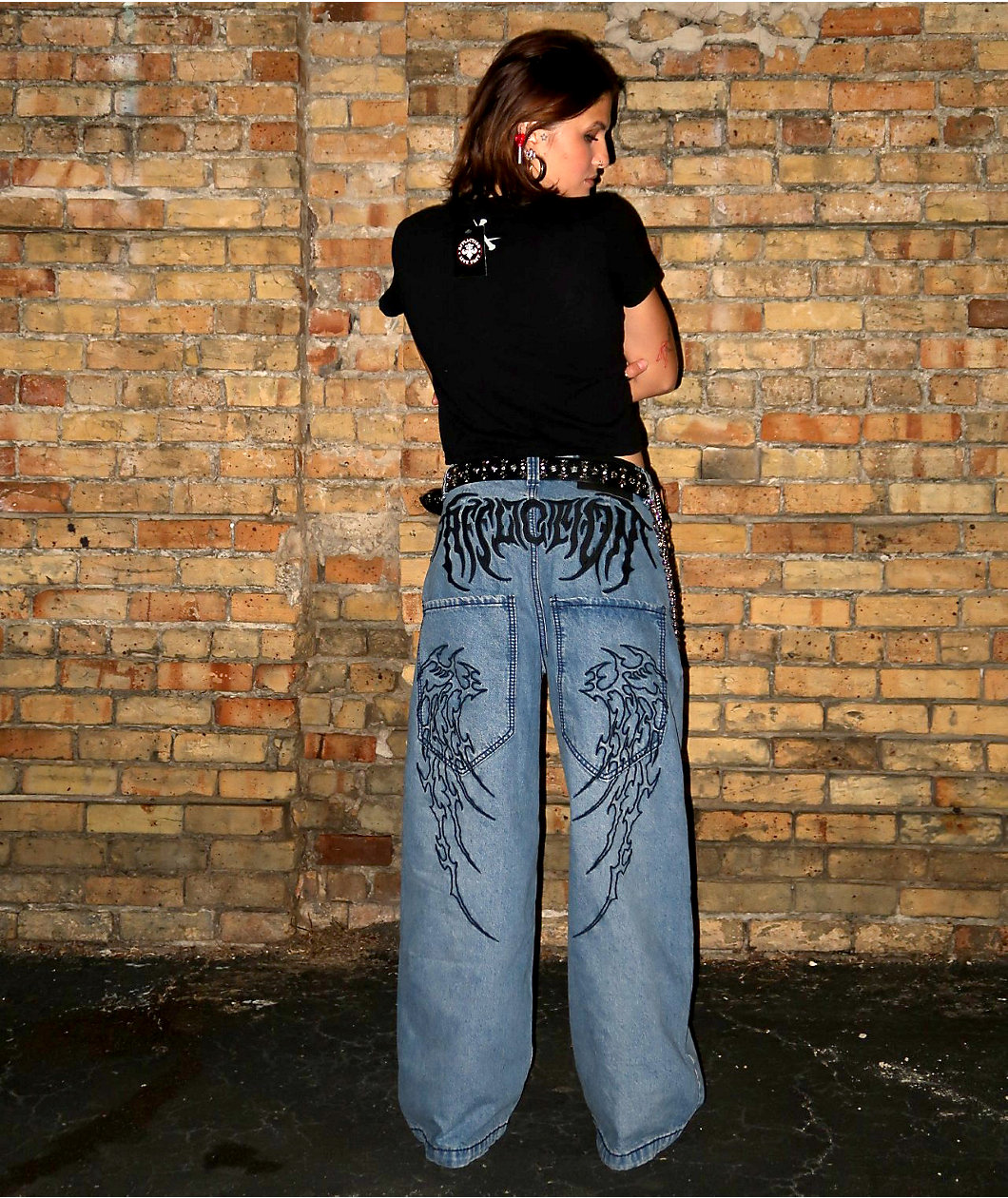 Affliction Wings Medium Wash Wide Leg Jeans