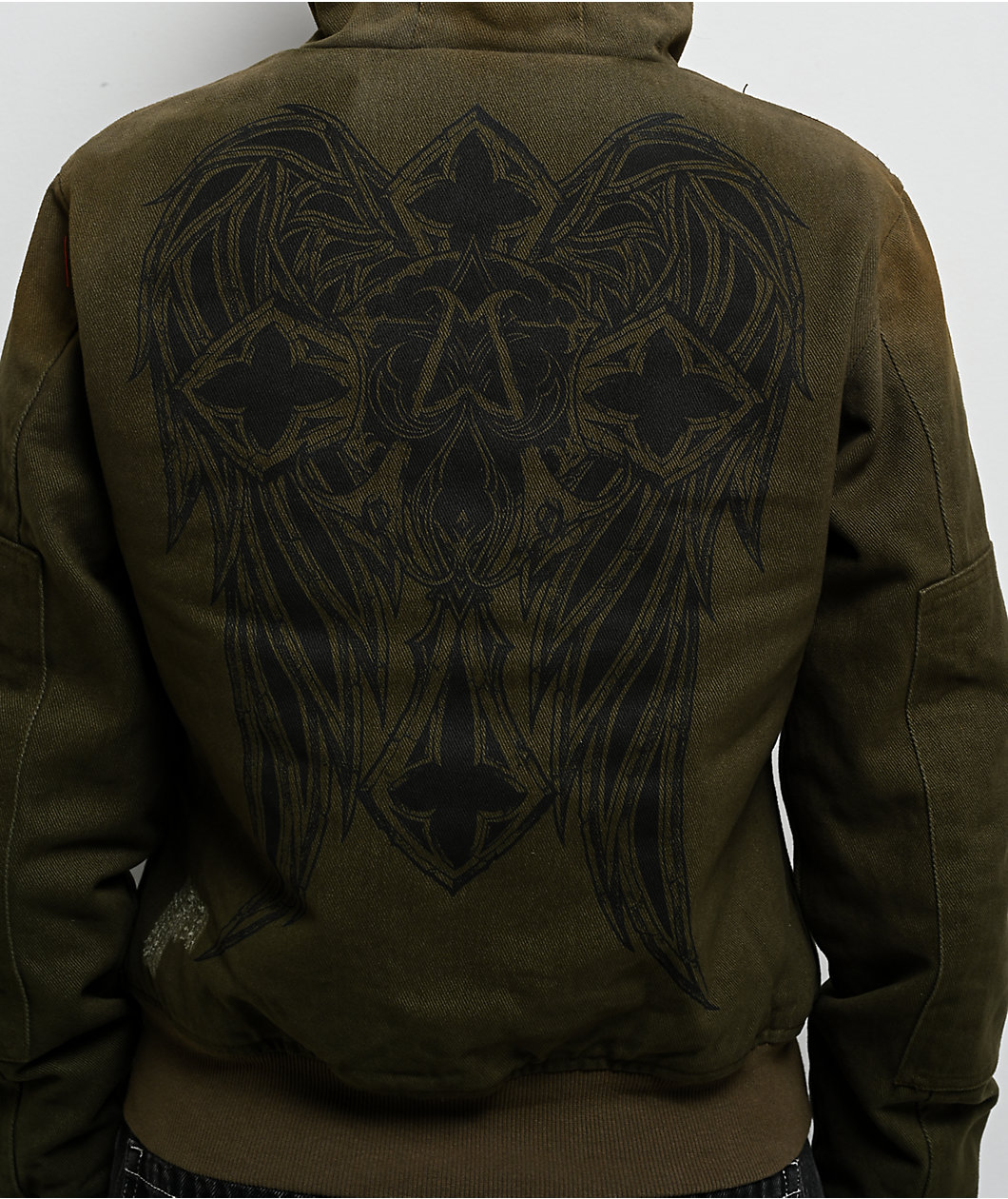 Affliction Wrecking Ball Olive Green Hooded Canvas Jacket