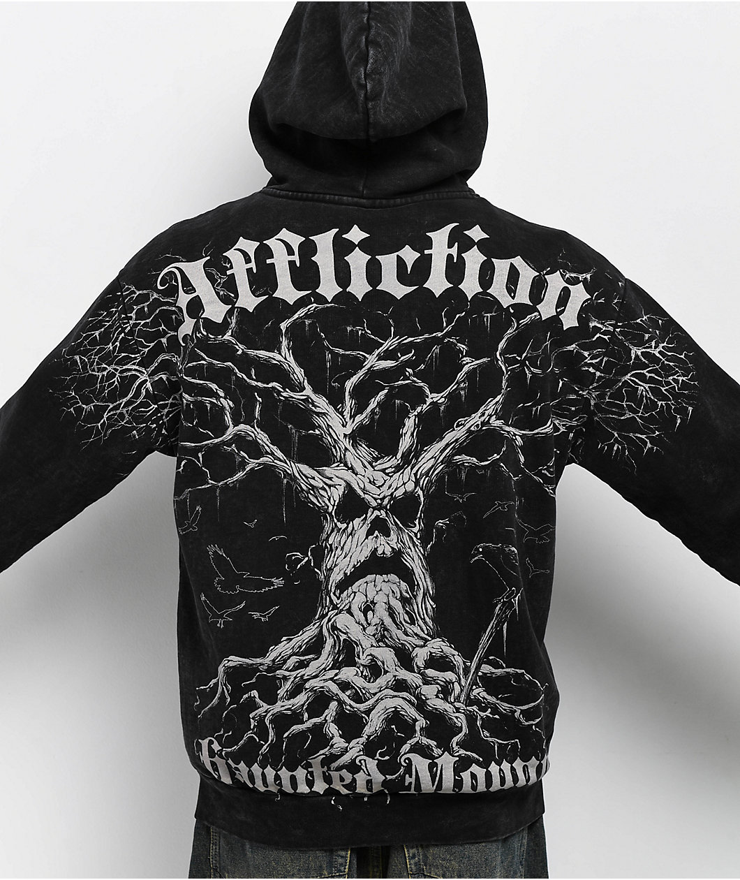 Affliction x Haunted Mound Harold Black Wash Zip Hoodie