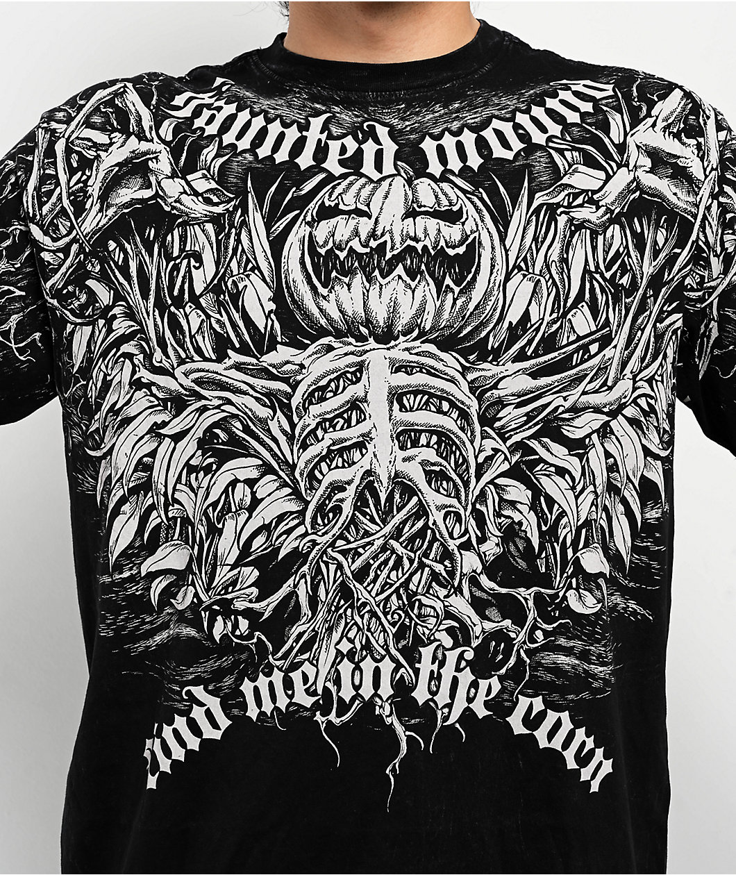 Affliction x Haunted Mound Jacko Man Black Wash T-Shirt