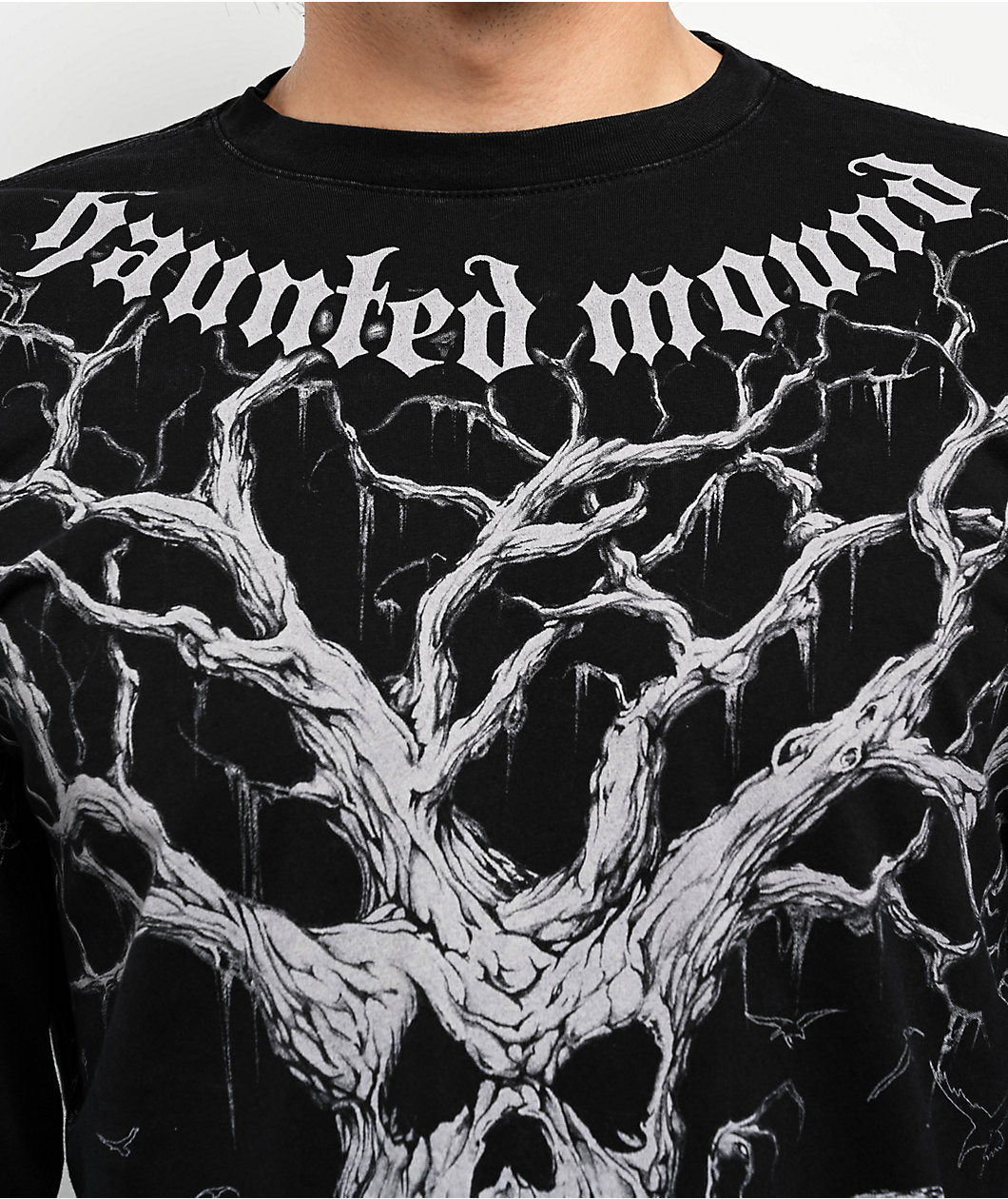 Affliction x Haunted Mound Tree Black Wash Long Sleeve T-Shirt