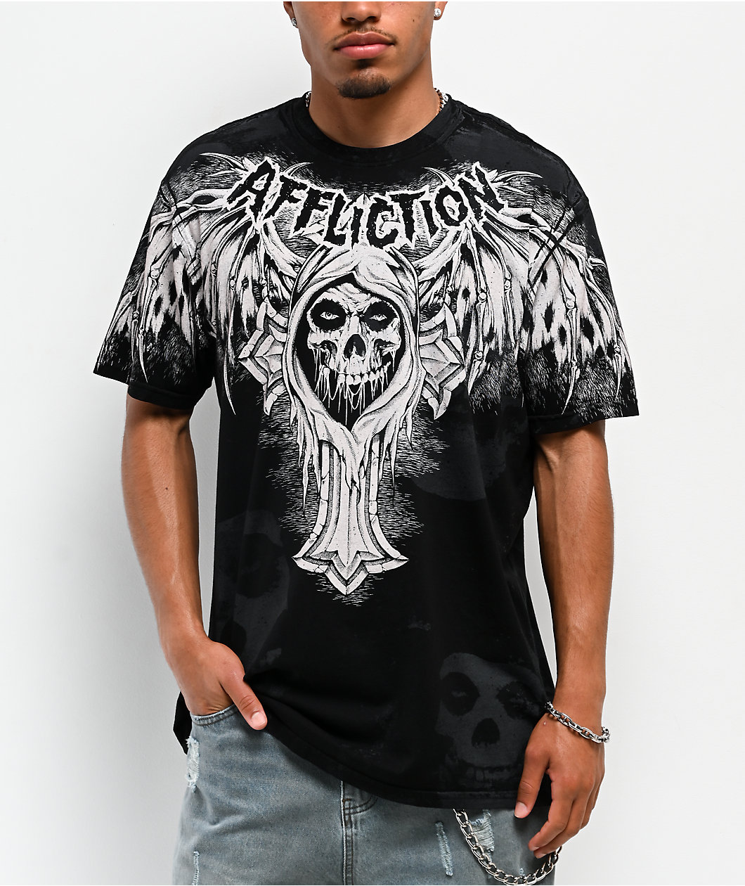 Affliction x Misfits Bat Black T-Shirt