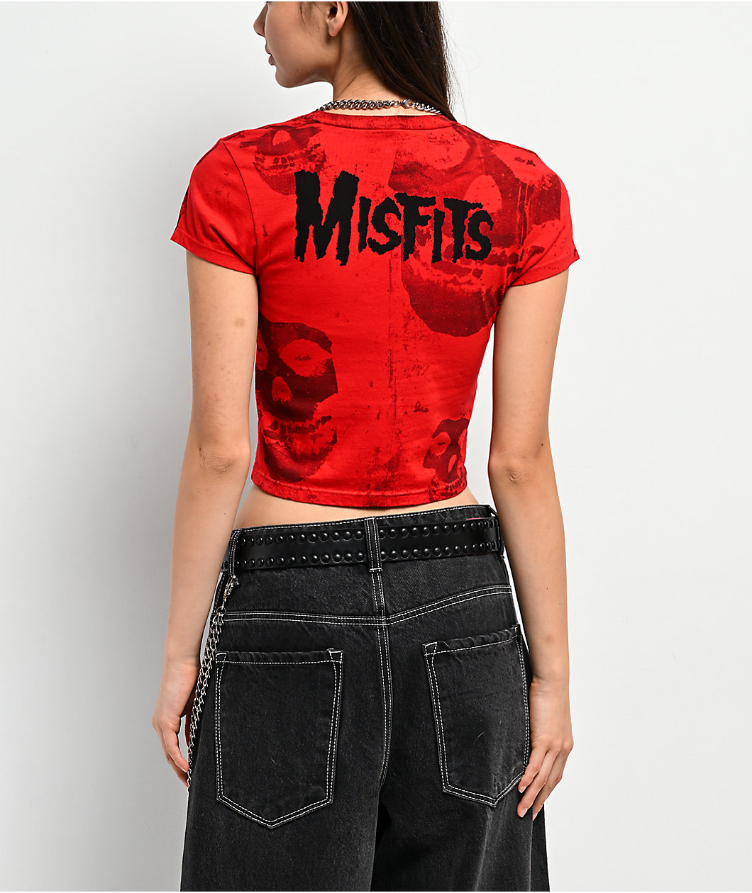 Affliction x Misfits Bat Red Crop T-Shirt