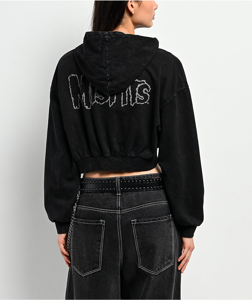 Affliction x Misfits Reaper Black Crop Hoodie