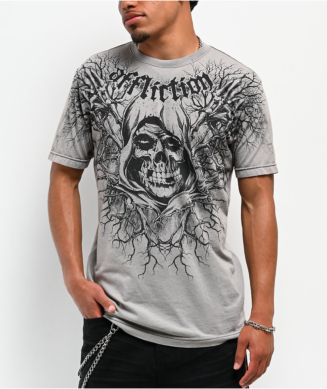 Affliction x Misfits Reaper Grey T-Shirt