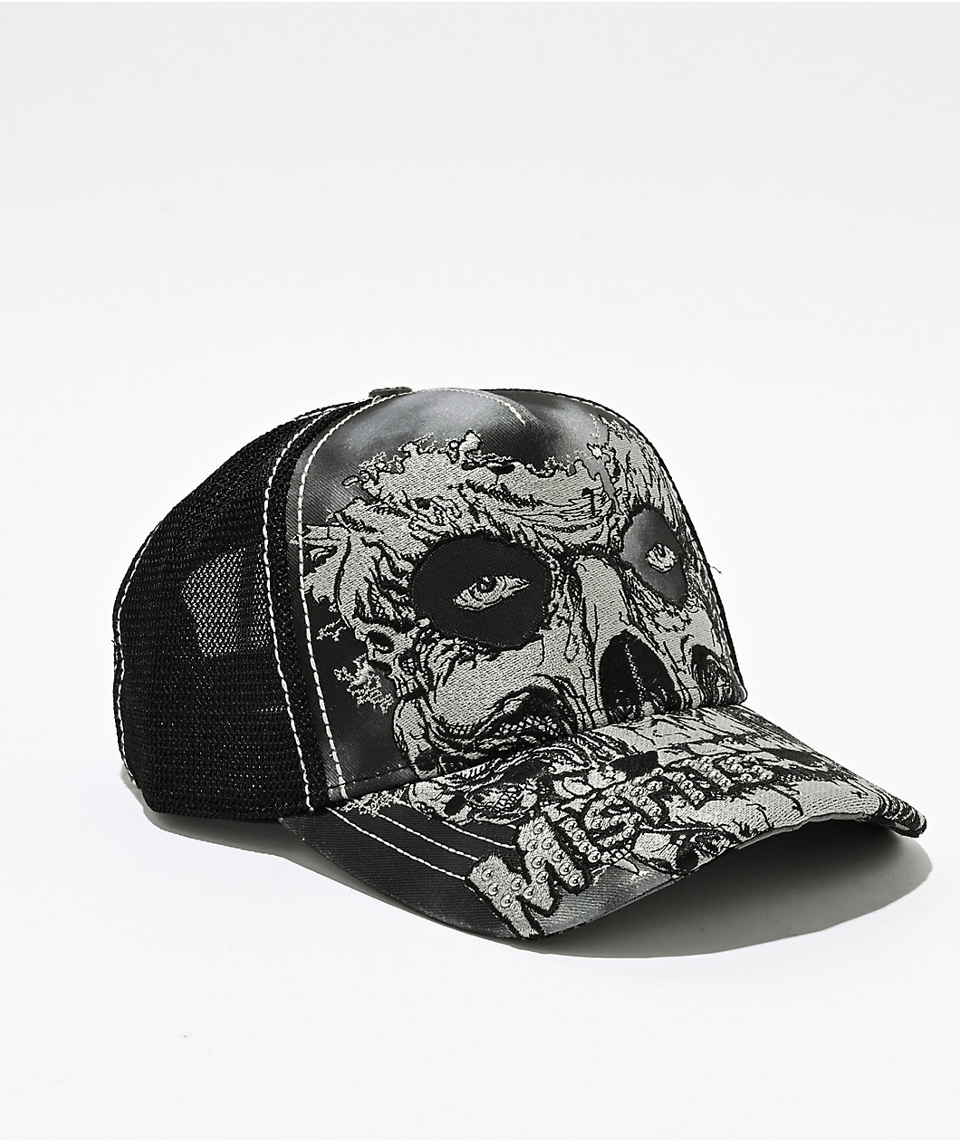 Affliction x Misfits Skully Black Trucker Hat