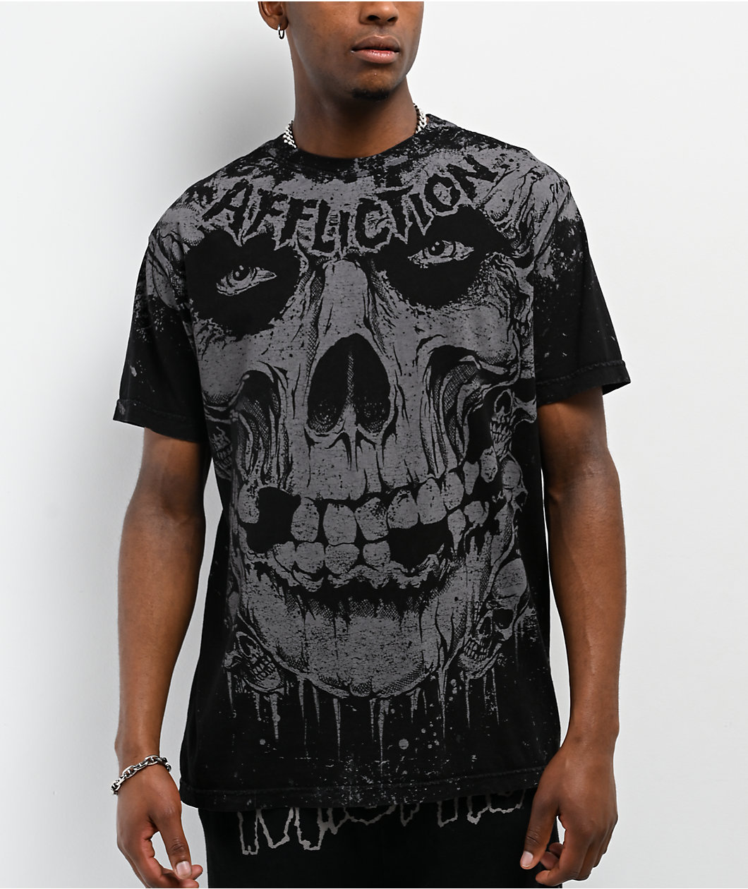 Affliction x Misfits Skully Black Wash T-Shirt
