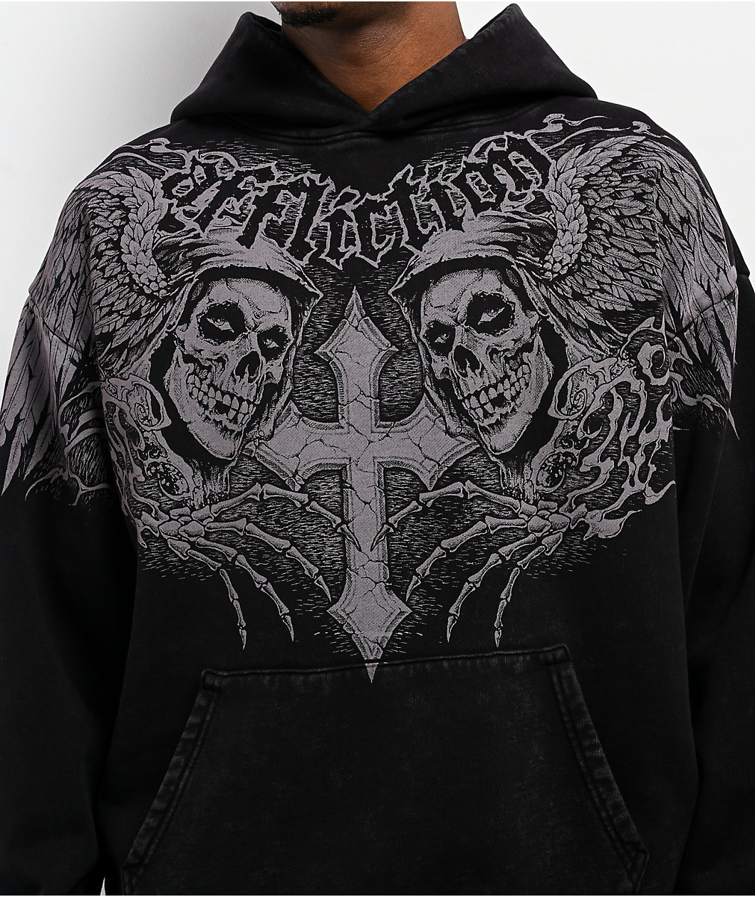 Affliction x Misfits Wings Black Wash Hoodie