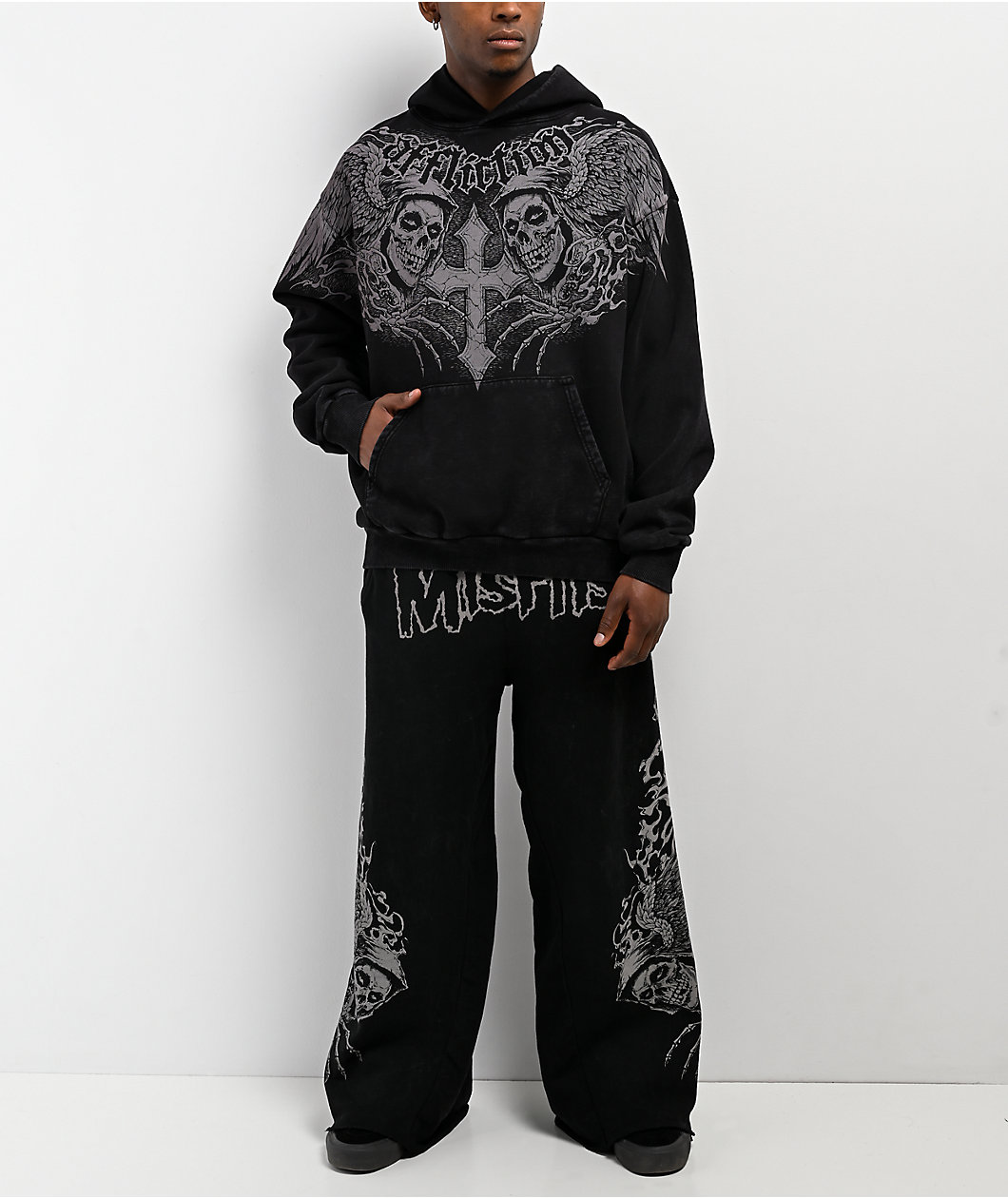 Affliction x Misfits Wings Black Wash Hoodie