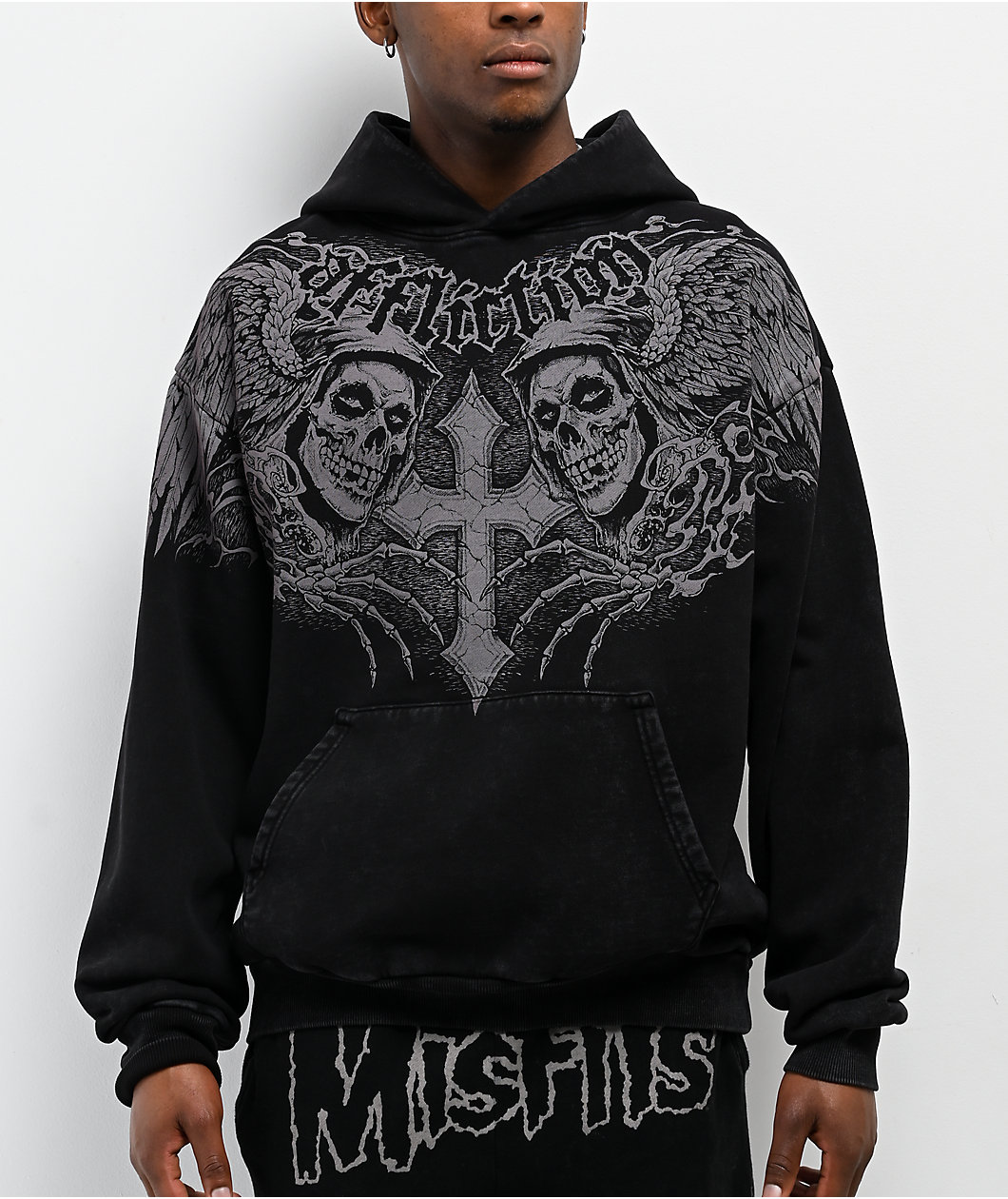 Affliction x Misfits Wings Black Wash Hoodie