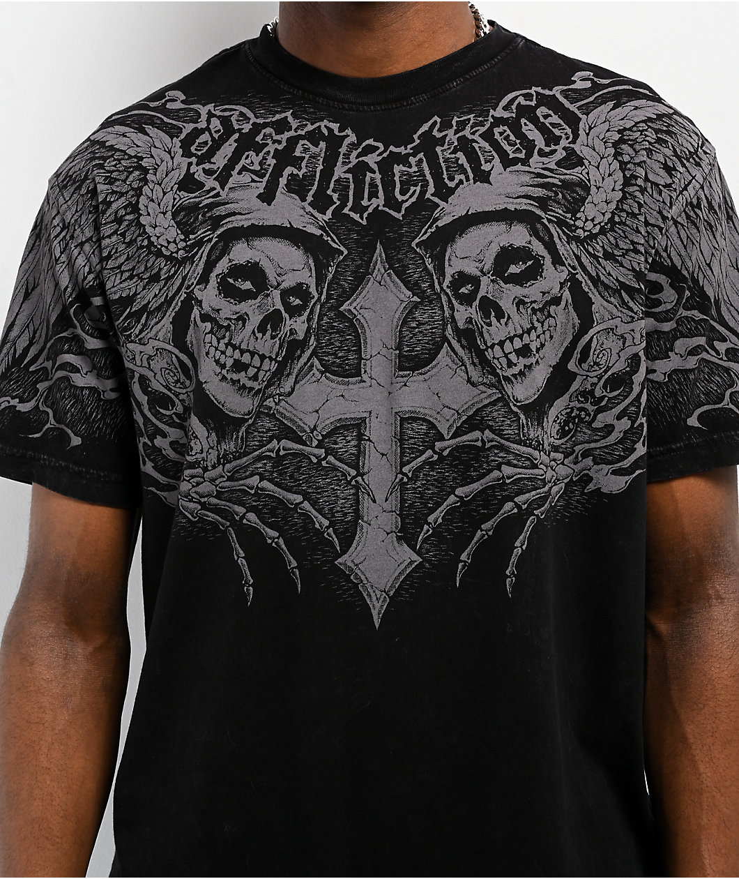 Affliction x Misfits Wings Black Wash T-Shirt