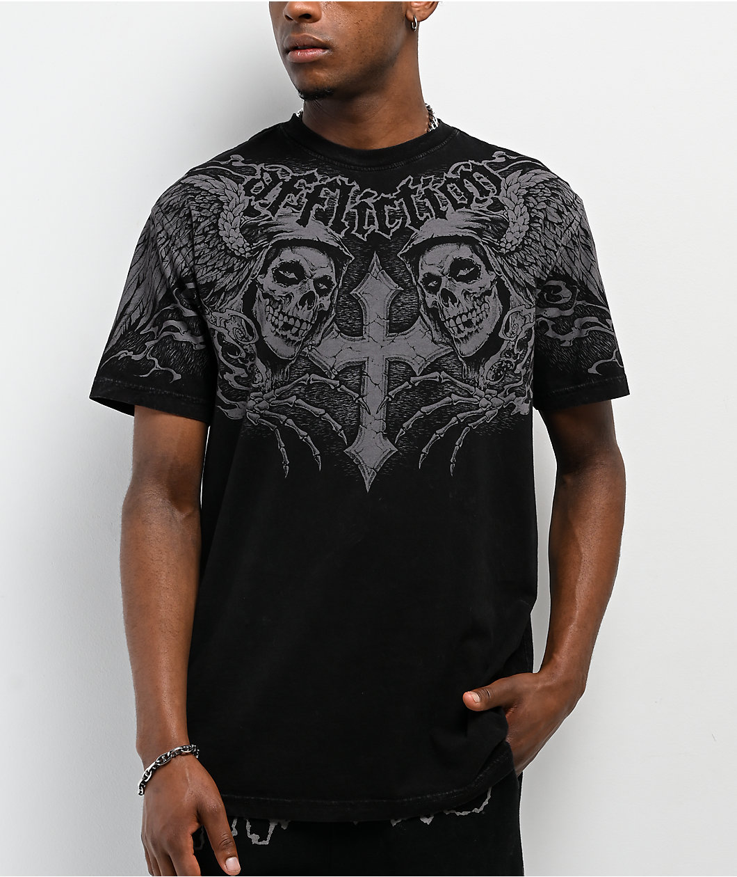 Affliction x Misfits Wings Black Wash T-Shirt