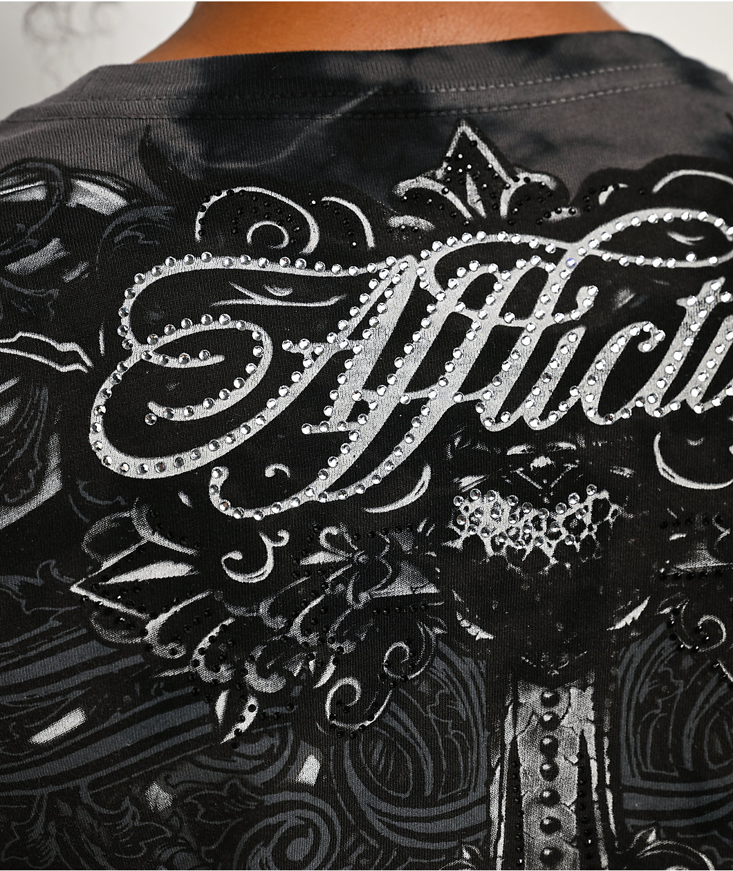 Affliction x Rogue Artesia Rhinestone Black Long Sleeve T-Shirt