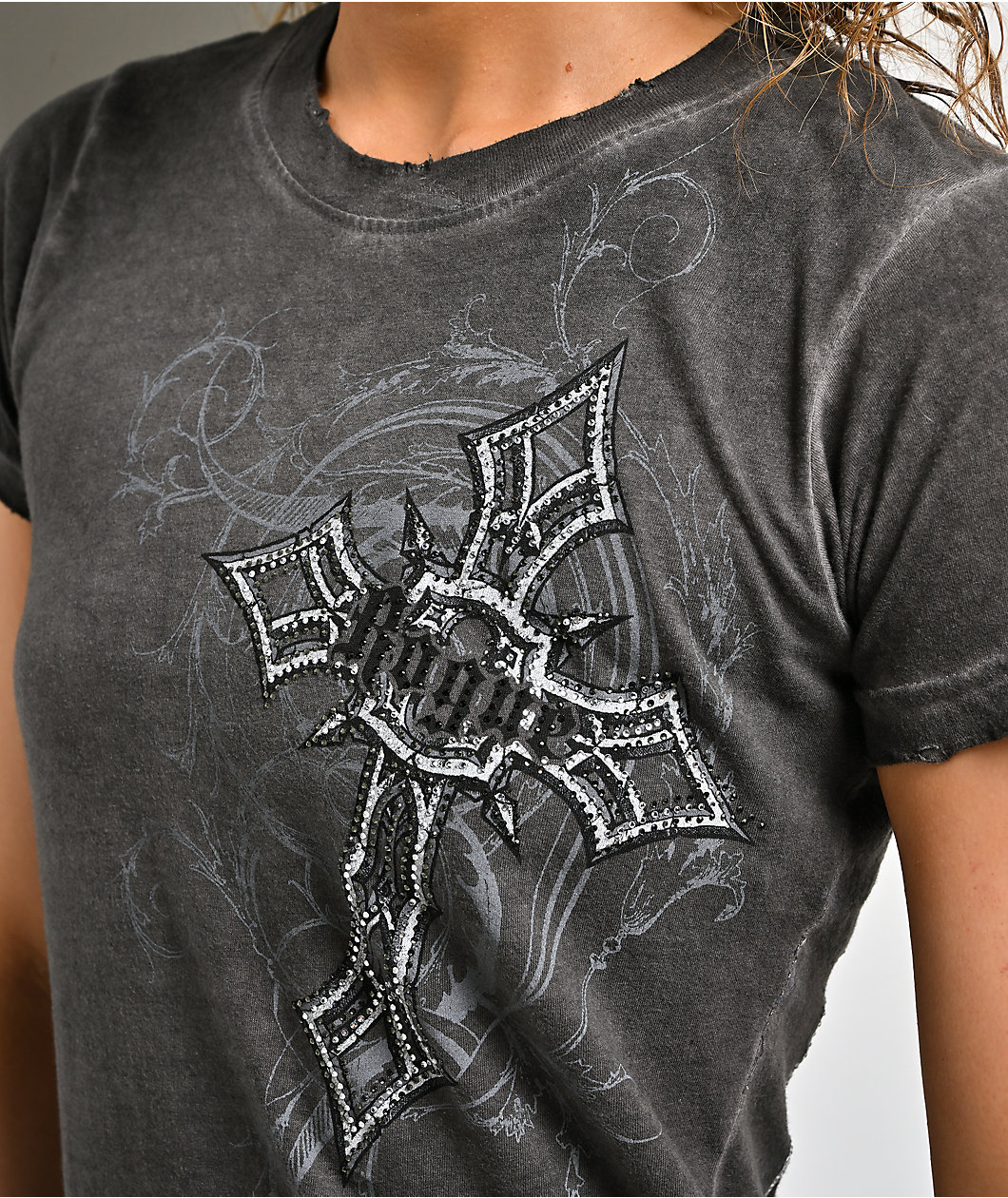 Affliction x Rogue Crest Grey Wash T-Shirt