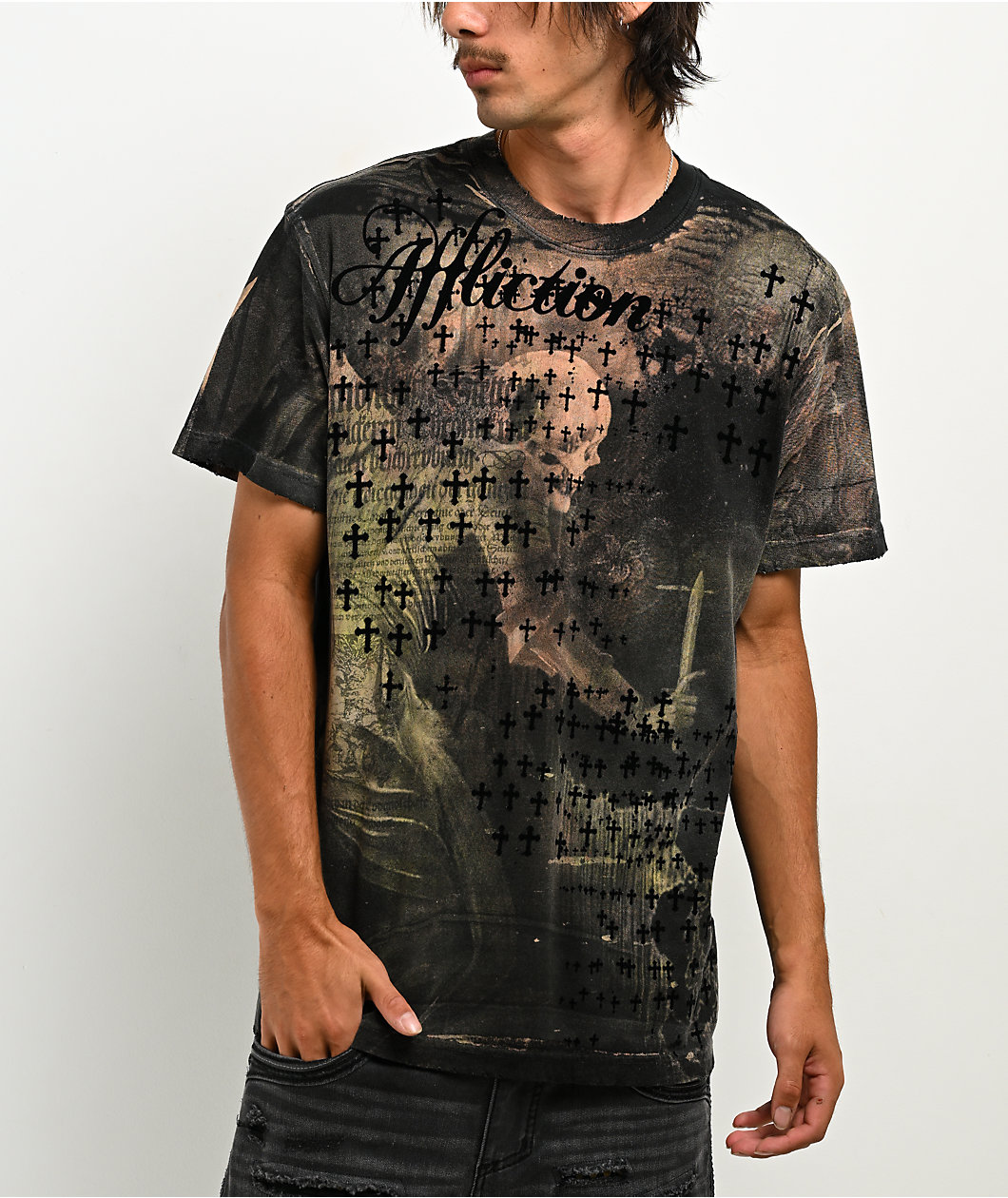 Affliction x Rogue Dagger Black Wash T-Shirt