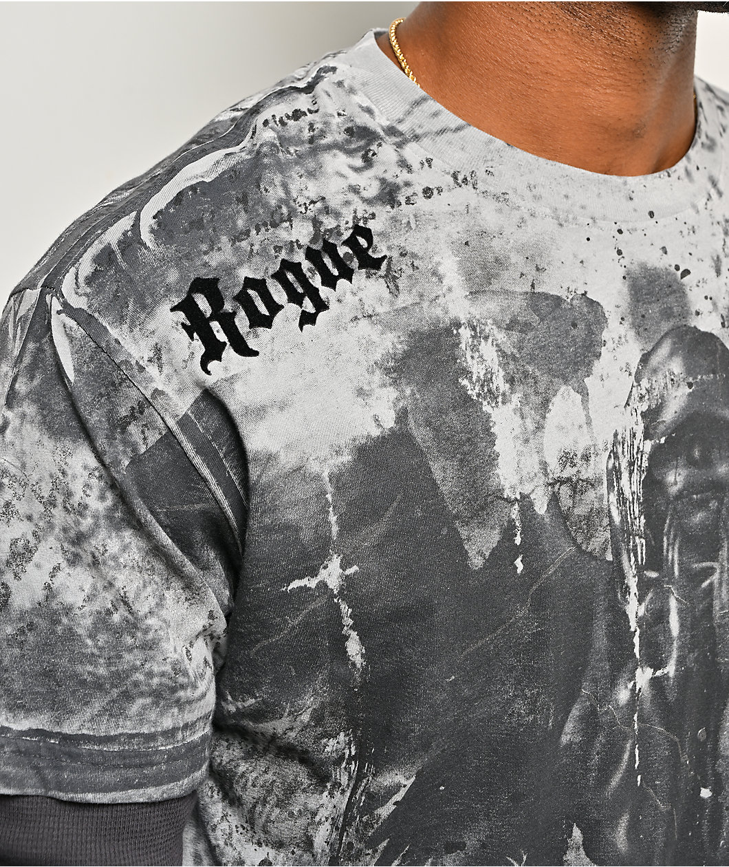 Affliction x Rogue Floating Grey & Black 2fer Long Sleeve T-Shirt