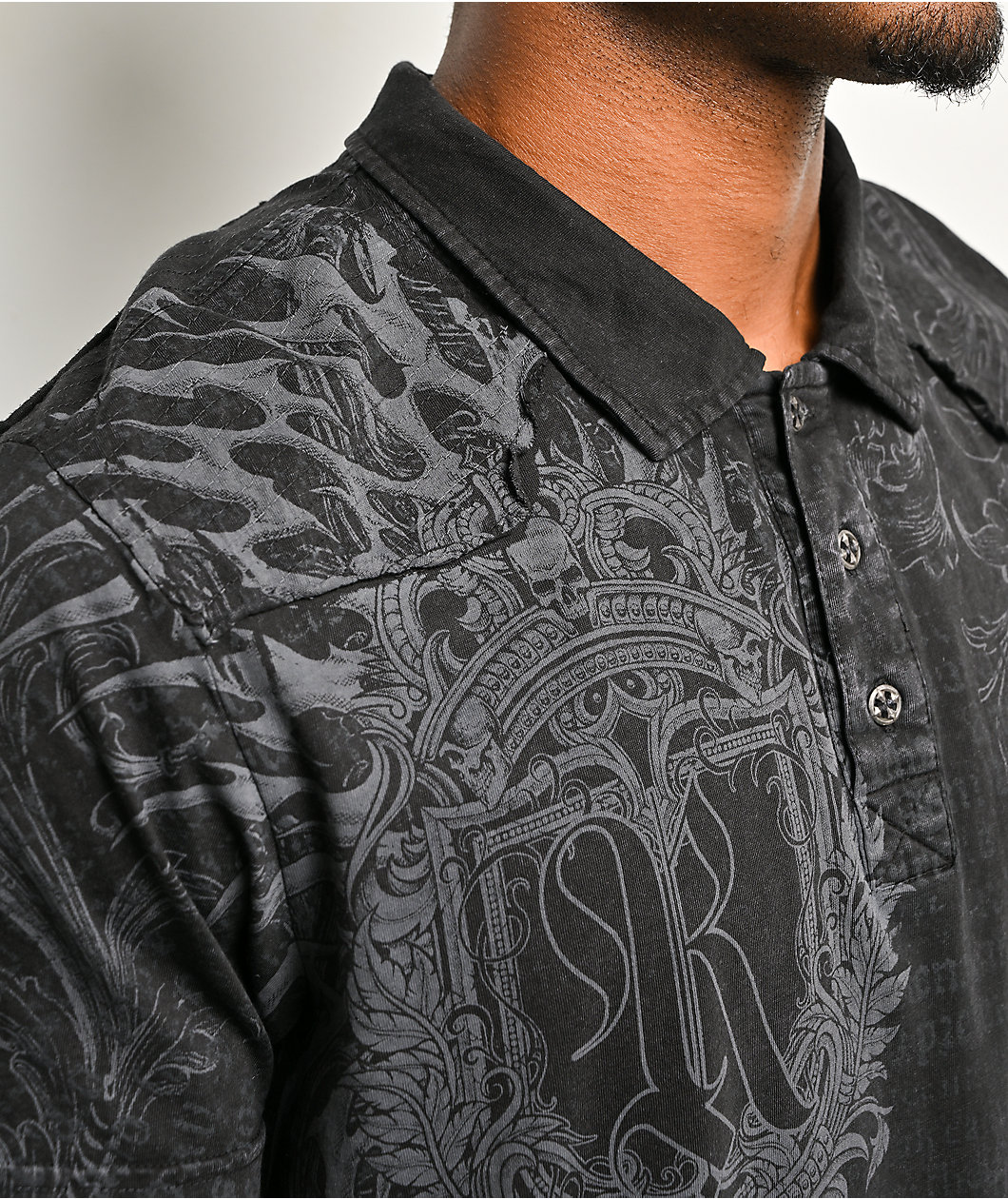 Affliction x Rogue Scribe Black Polo T-Shirt