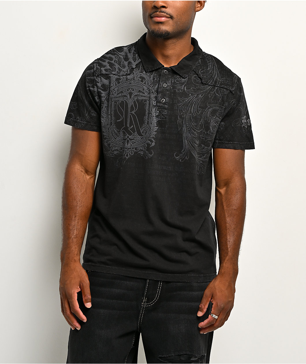 Affliction x Rogue Scribe Black Polo T-Shirt
